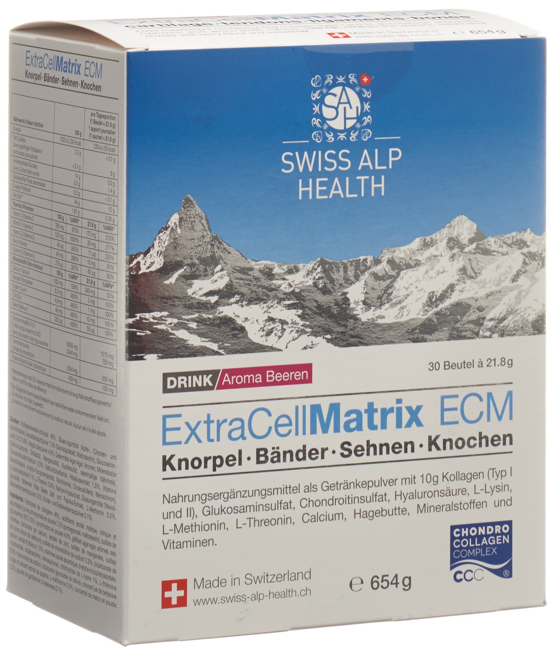 ExtraCellMatrix Matrix ECM Drink für Gelenke Knorpel Bänder Sehnen und Knochen Aroma Beeren