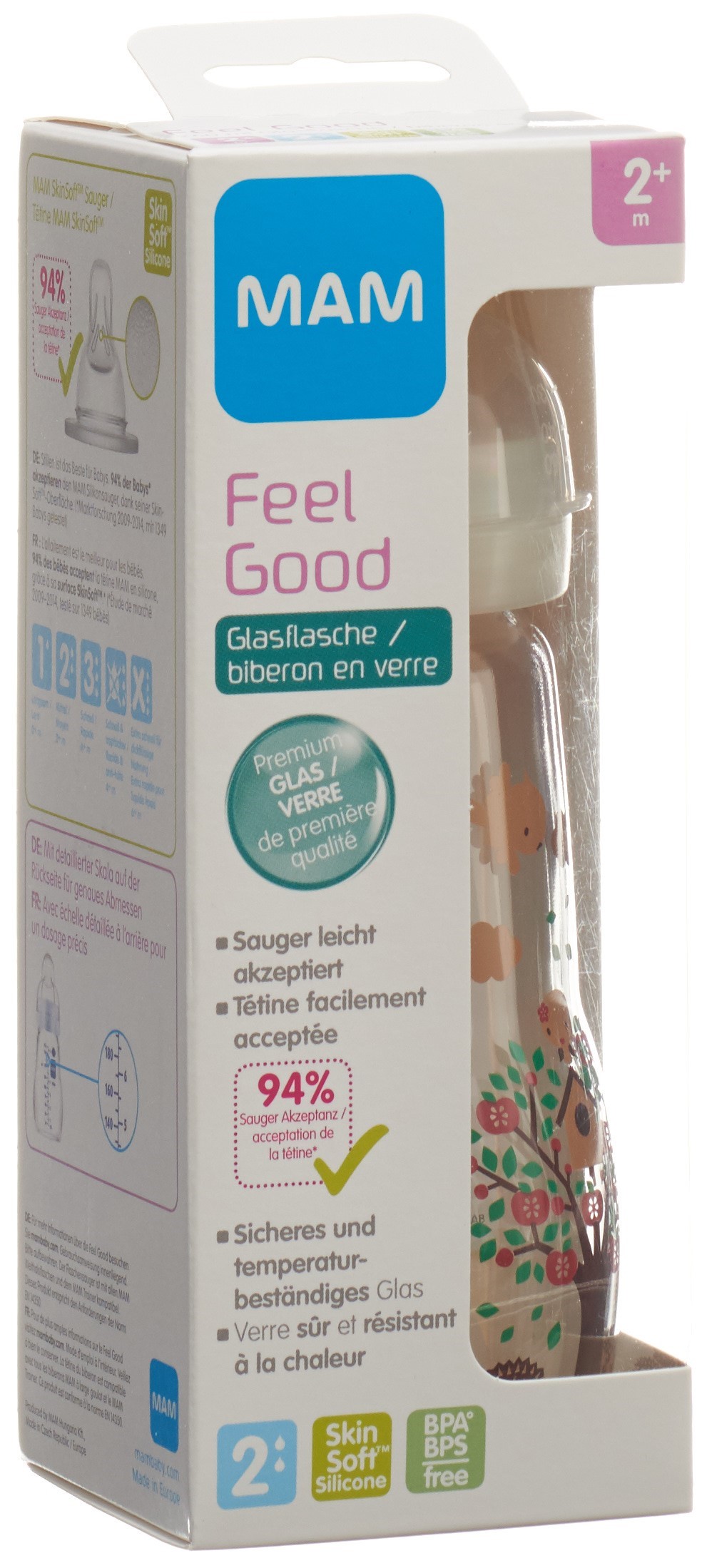 MAM Feel Good Glasflasche 260ml 2+ Monate