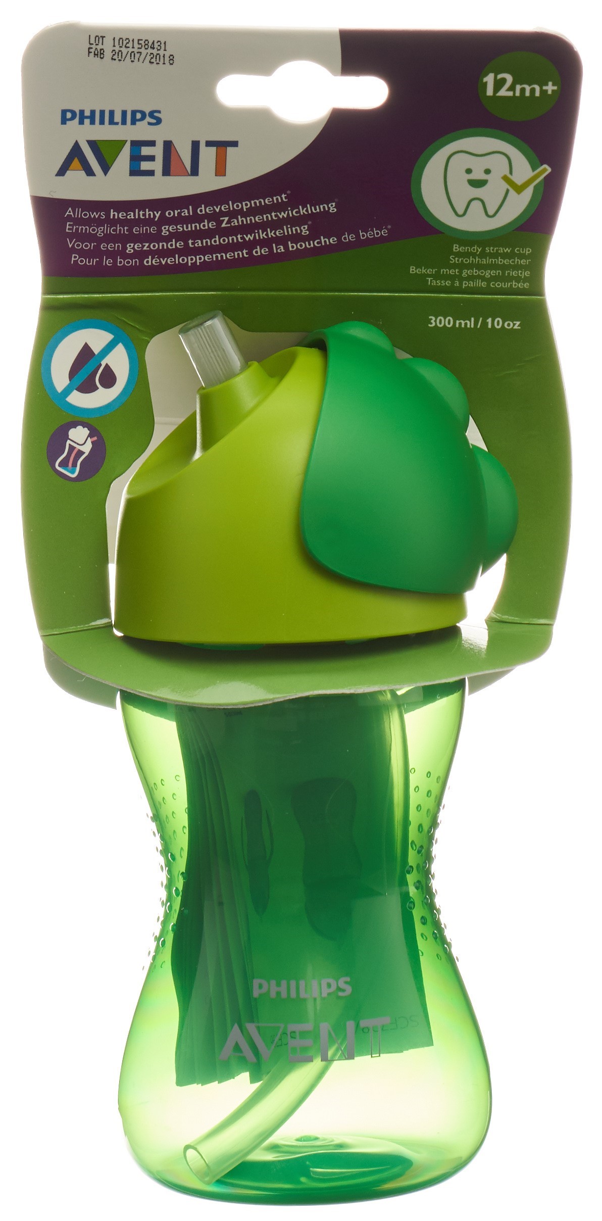 Philips Avent Strohhalm-Becher 300ml Boy grün