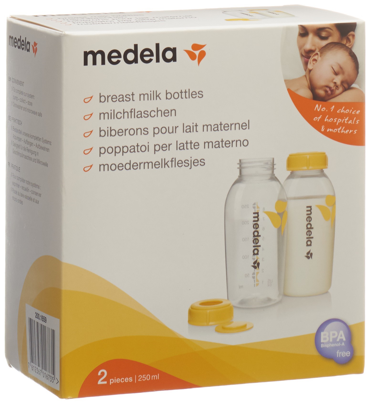 medela Milchflasche 250ml inklusiv Deckel mit Einlage