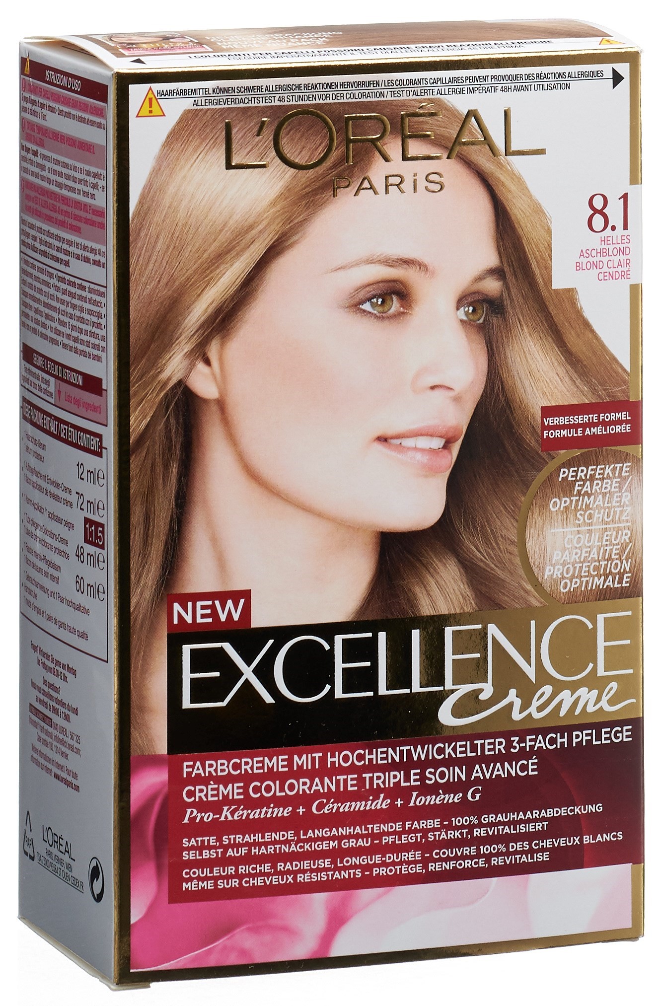 L'ORÉAL PARIS EXCELLENCE Creme Triple Protection 8.1 helles aschblond