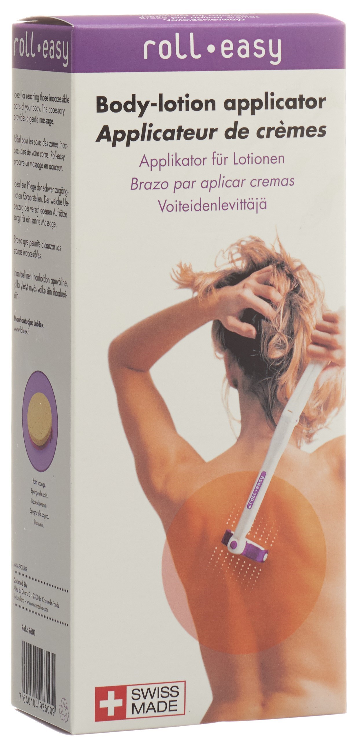 roll easy Applikator für Lotionen mit 4 Aufsätze