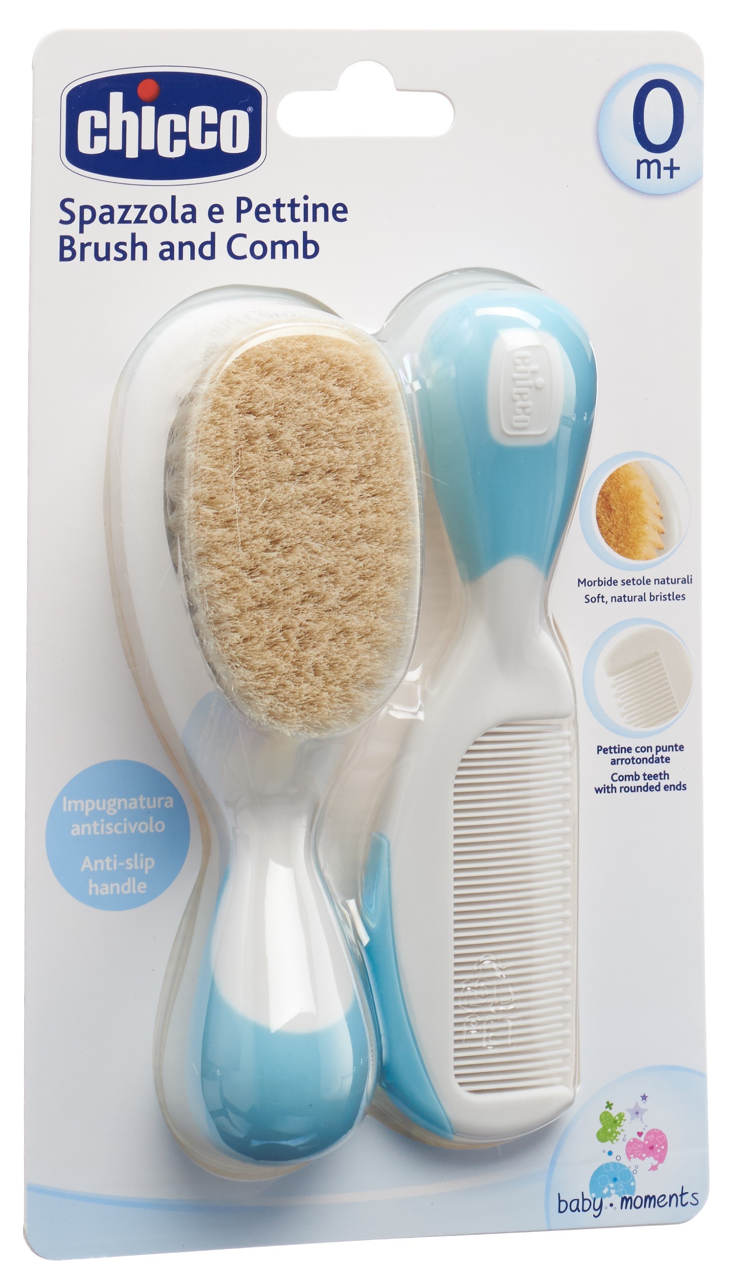 Chicco Kamm und Bürste Naturborsten light blue 0m+