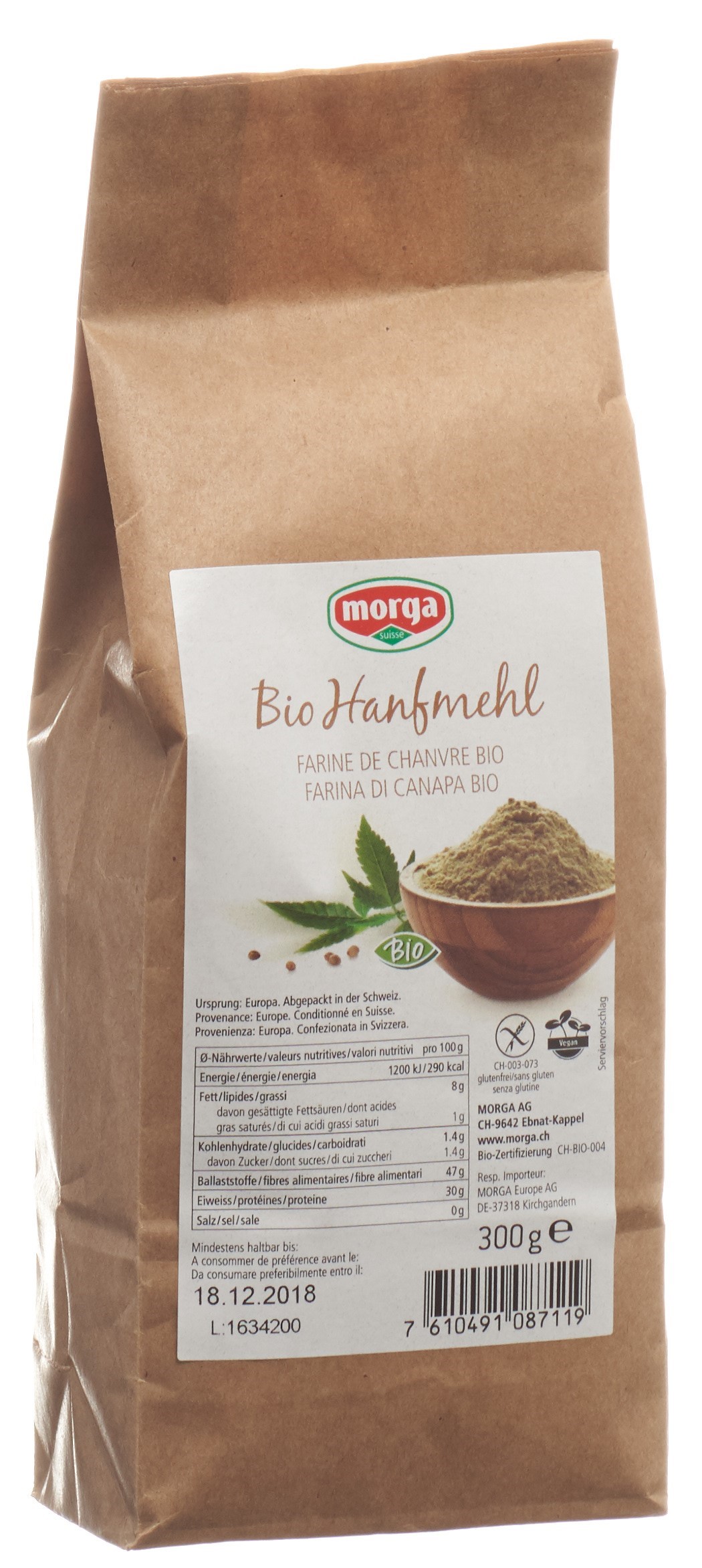 morga Hanfmehl Bio glutenfrei