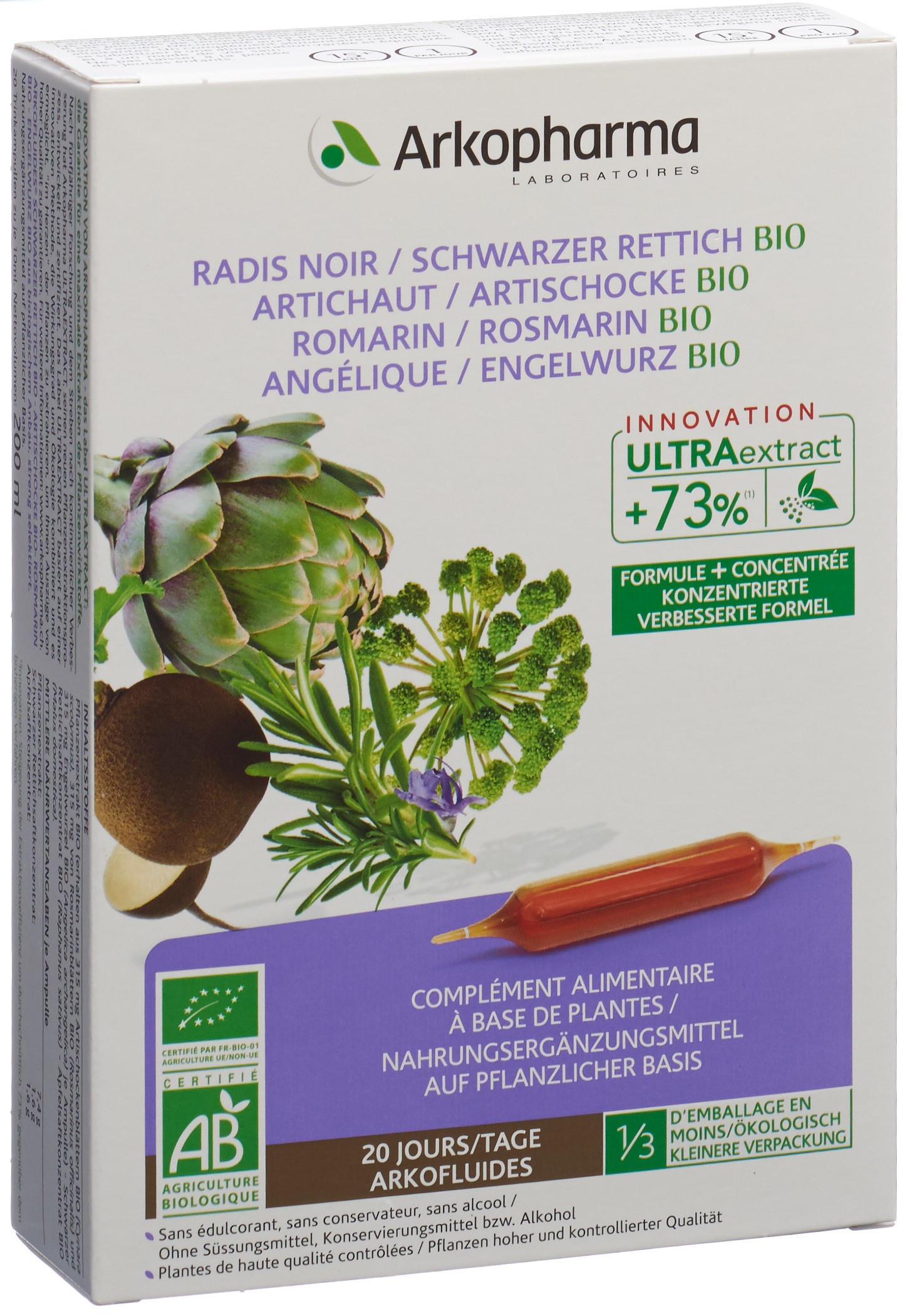 Arkofluide Artischocke schwarzer Rettich Rosmarin Engelwurz Bio