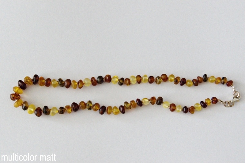 Amberstyle Bernsteinkette multicolor matt 32cm mit Karabinerverschluss