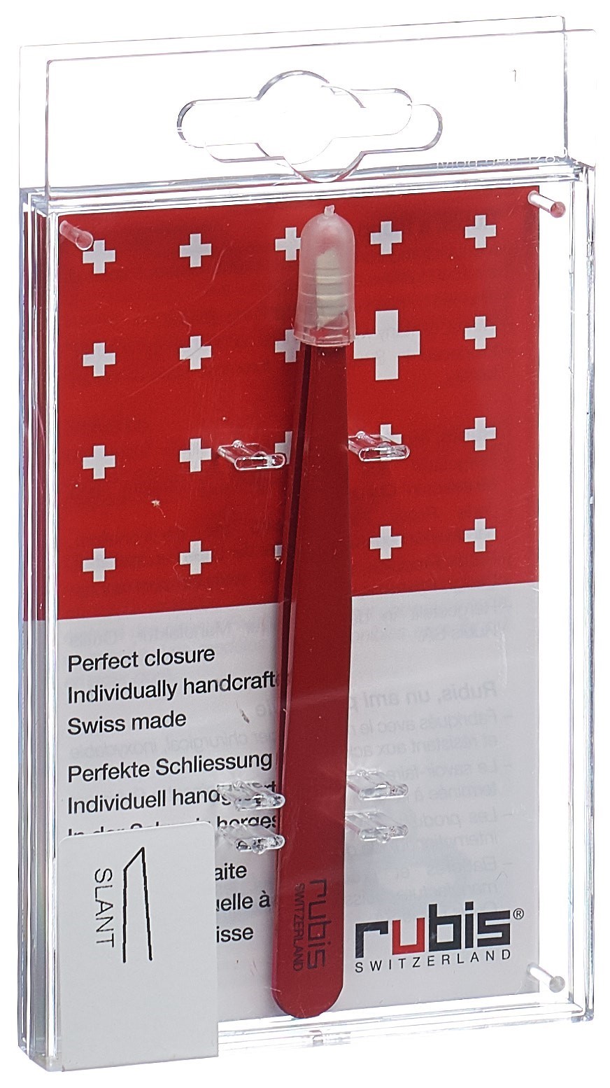 rubis Pinzette schräg rot Inox