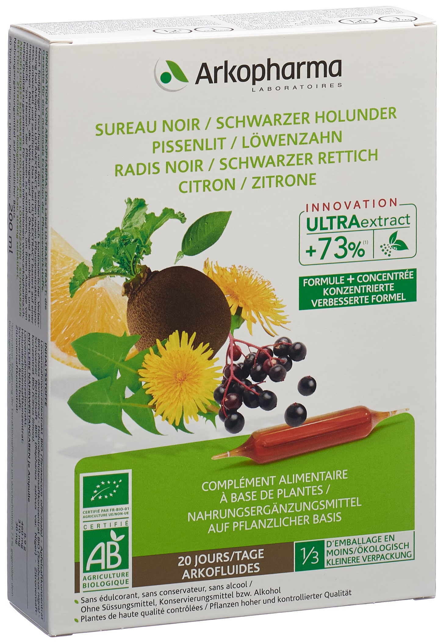 Arkofluide Holunder Rettich Löwenzahn Zitrone Bio