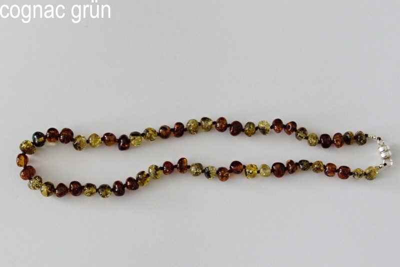 Amberstyle Bernsteinkette cognac grün 32cm mit Magnetverschluss