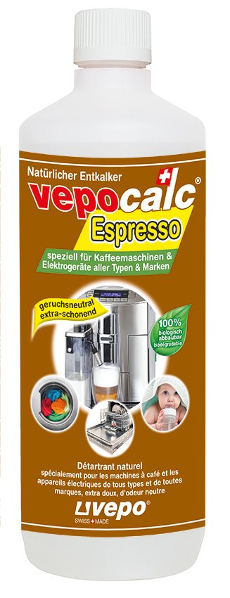 vepocalc Espresso Natürlicher Entkalker für alle Kaffeemaschinen Elektrogeräte 100% biologisch abbaubar
