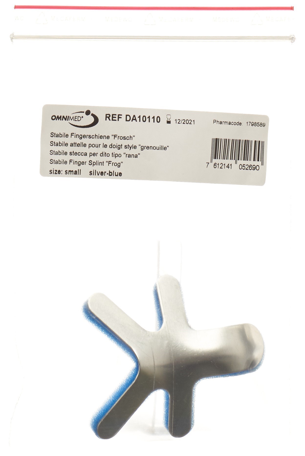 OMNIMED Dalco Frog Fingerschiene S silber blau