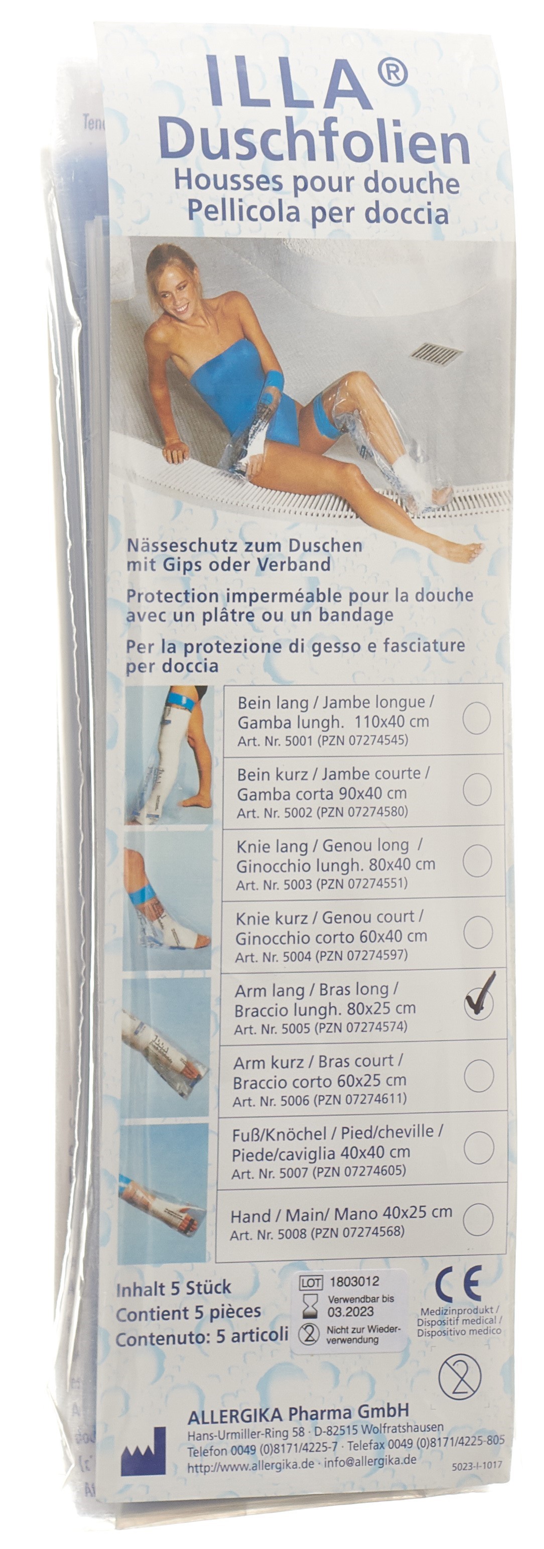 Illa Dusch Schutzfolie 80x25cm Arm