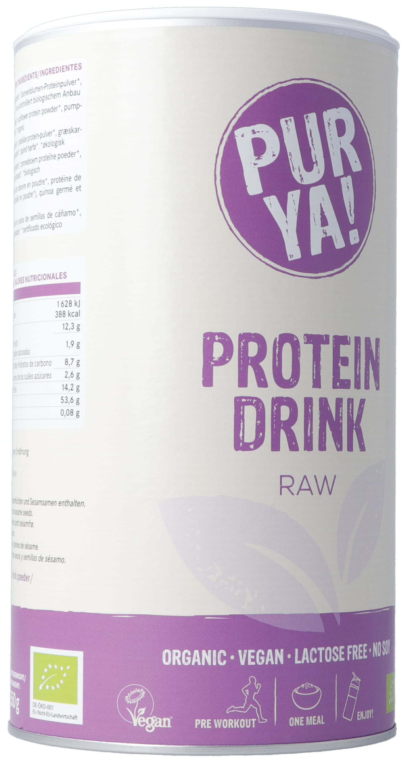 PUR YA! Vegan Protein Drink Raw Energy Raw Bio