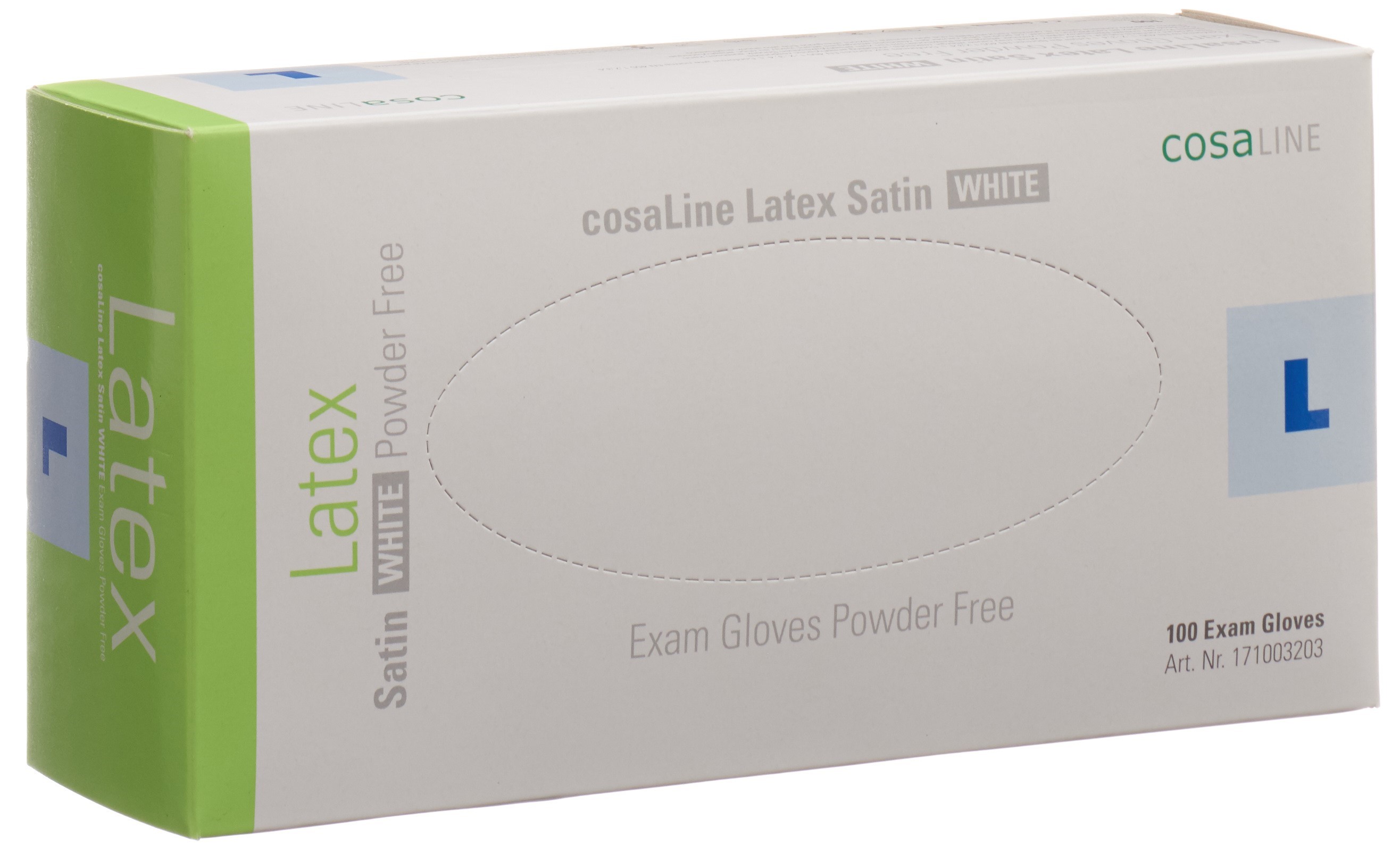 cosaLine Untersuchungshandschuhe L Latex Satin weiss puderfrei