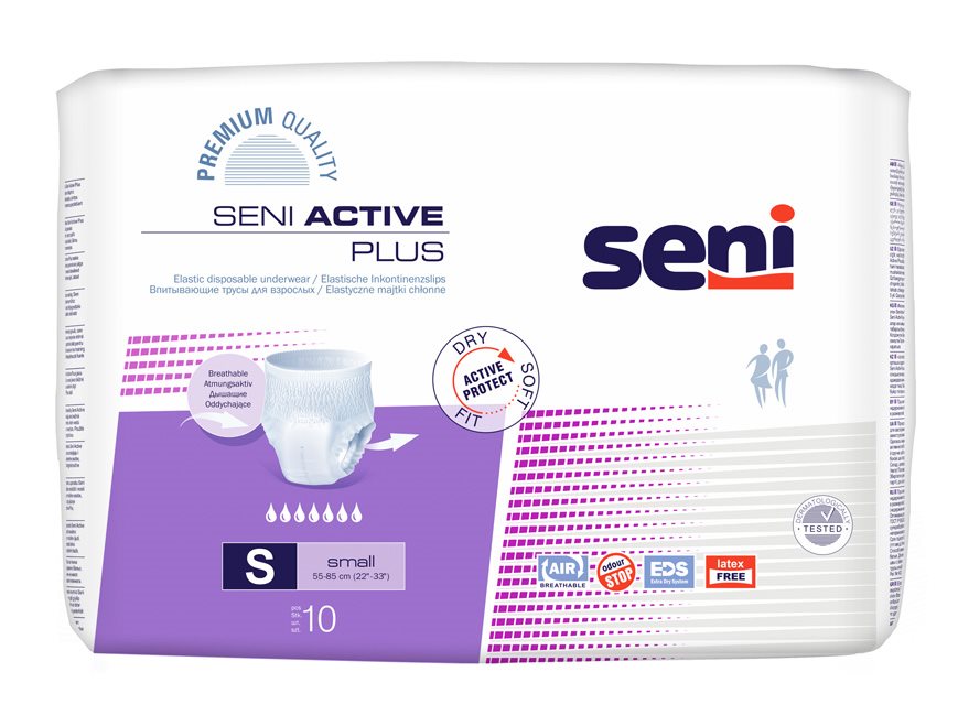seni Active Plus Pants Einweghosen S atmungsaktiv Hüftumfang 55-85cm 7 Tropfen
