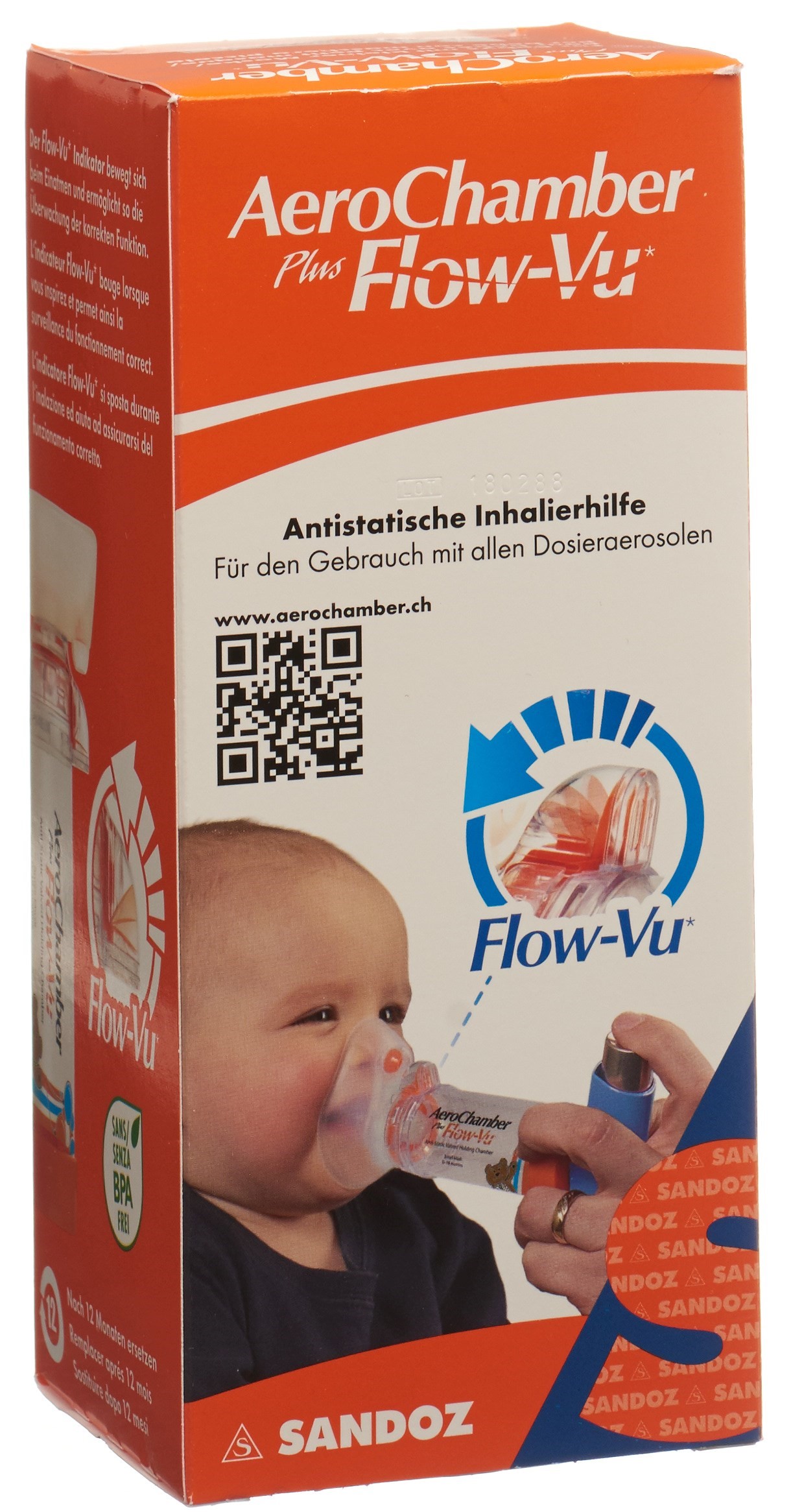 AeroChamber PLUS Flow-Vu mit Maske (0-18 Monate) orange