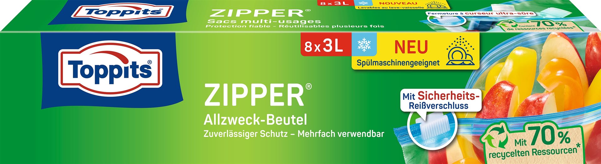Toppits Zipper Allzweckbeutel 3l