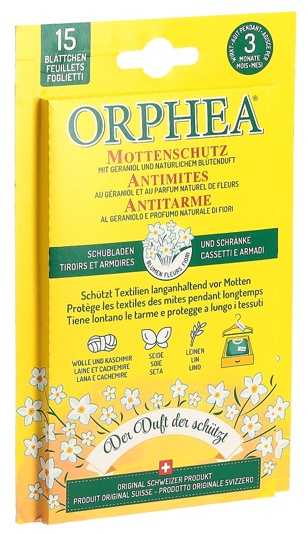 ORPHEA Mottenschutz Blätter Blütenduft 12 Stück + 3 Stück Aktion