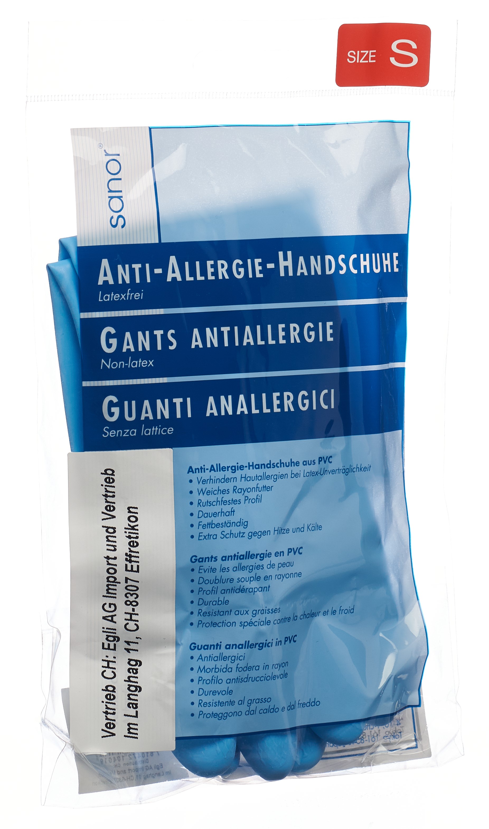 sanor Anti Allergie Handschuhe PVC S blau