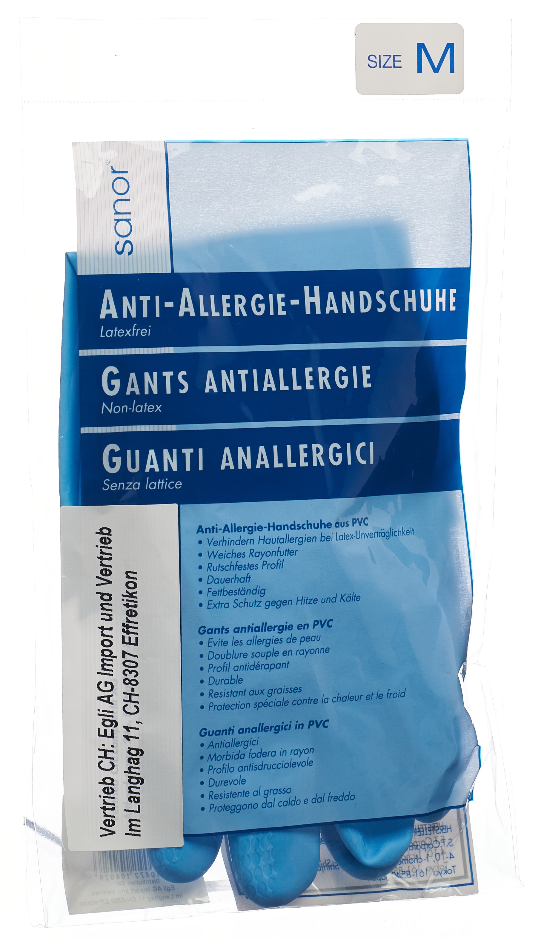 sanor Anti Allergie Handschuhe PVC M blau