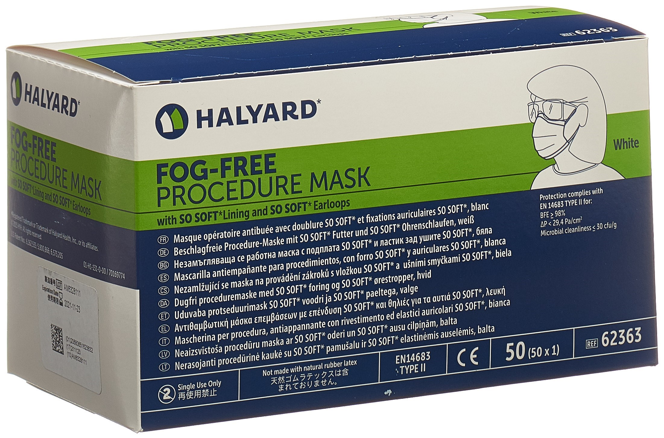 HALYARD Mask So Soft Fog Free Typ II weiss Ohrenschlaufen