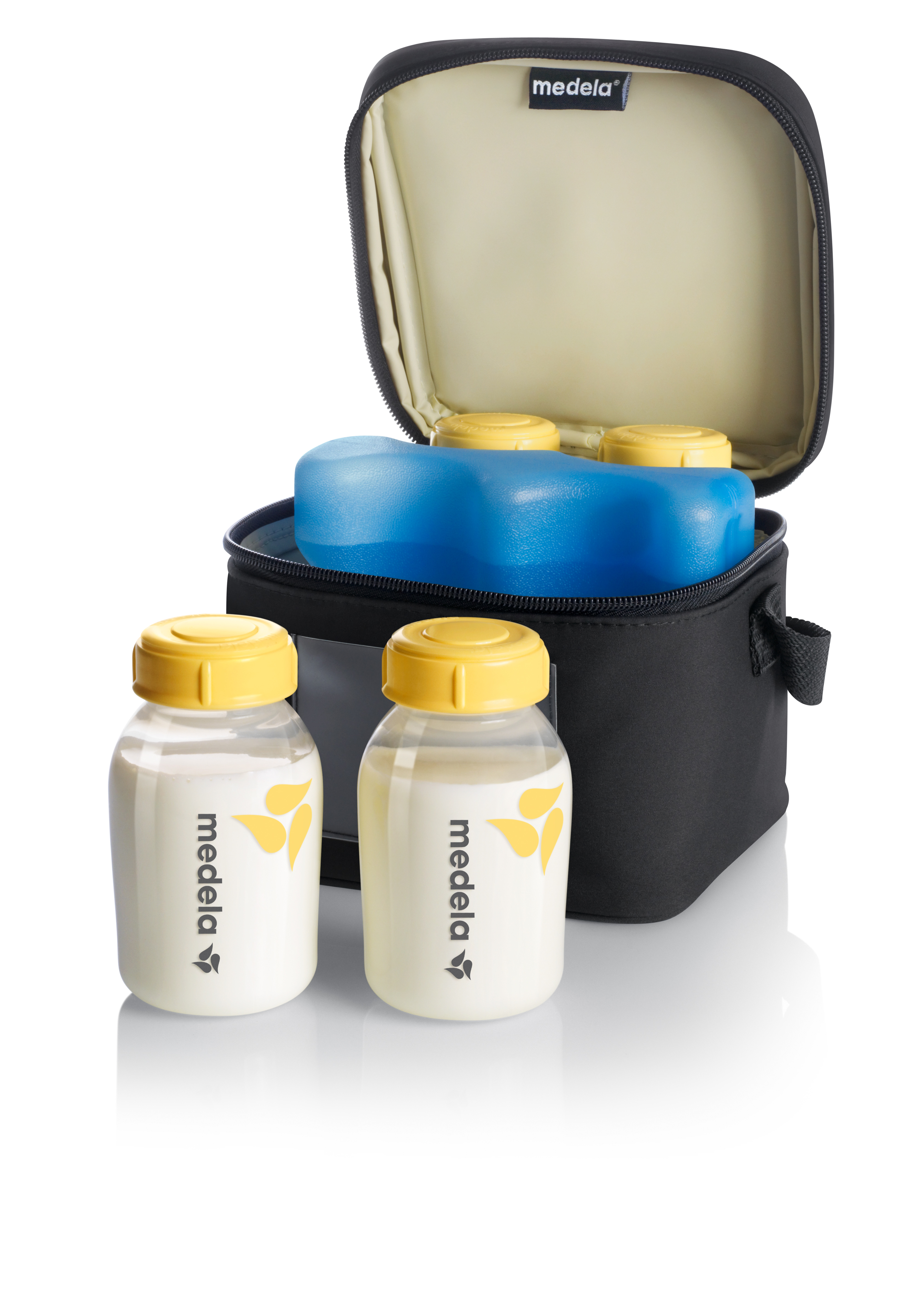 medela Kühltasche mit 4 Milchflaschen 1 Kühlelement