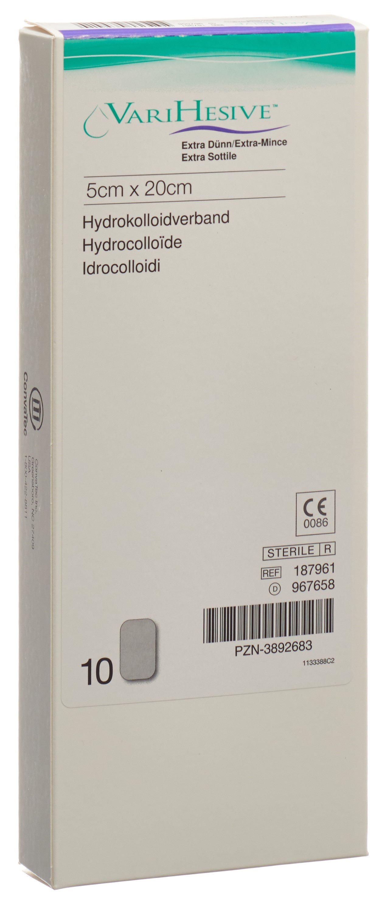 Varihesive Hydrokolloidverband Verband 5x20cm extra dünn