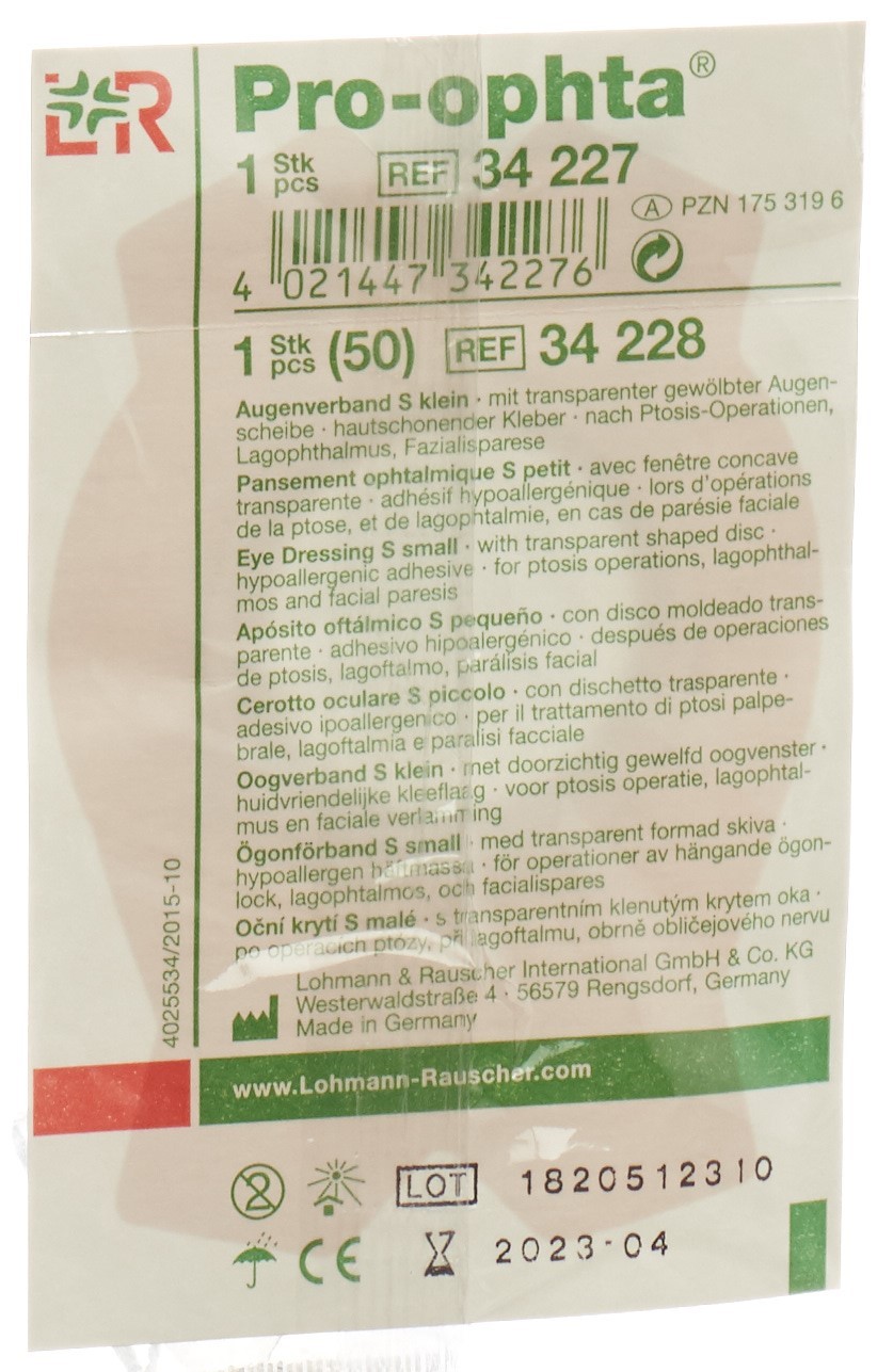 Pro-ophta Augenverband S durchsichtig