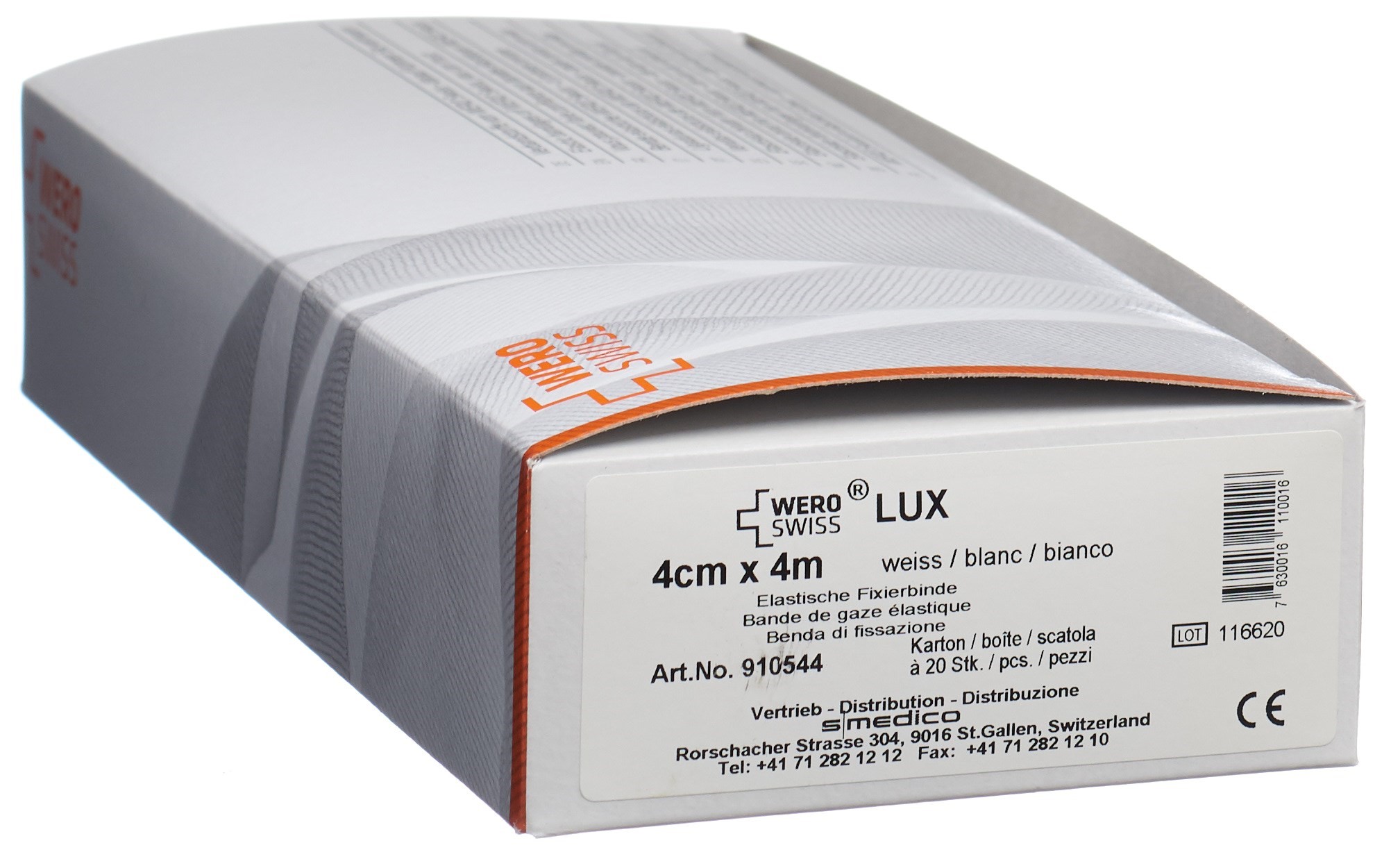 WERO SWISS Lux Elastische Fixierbinde 4mx4cm weiss