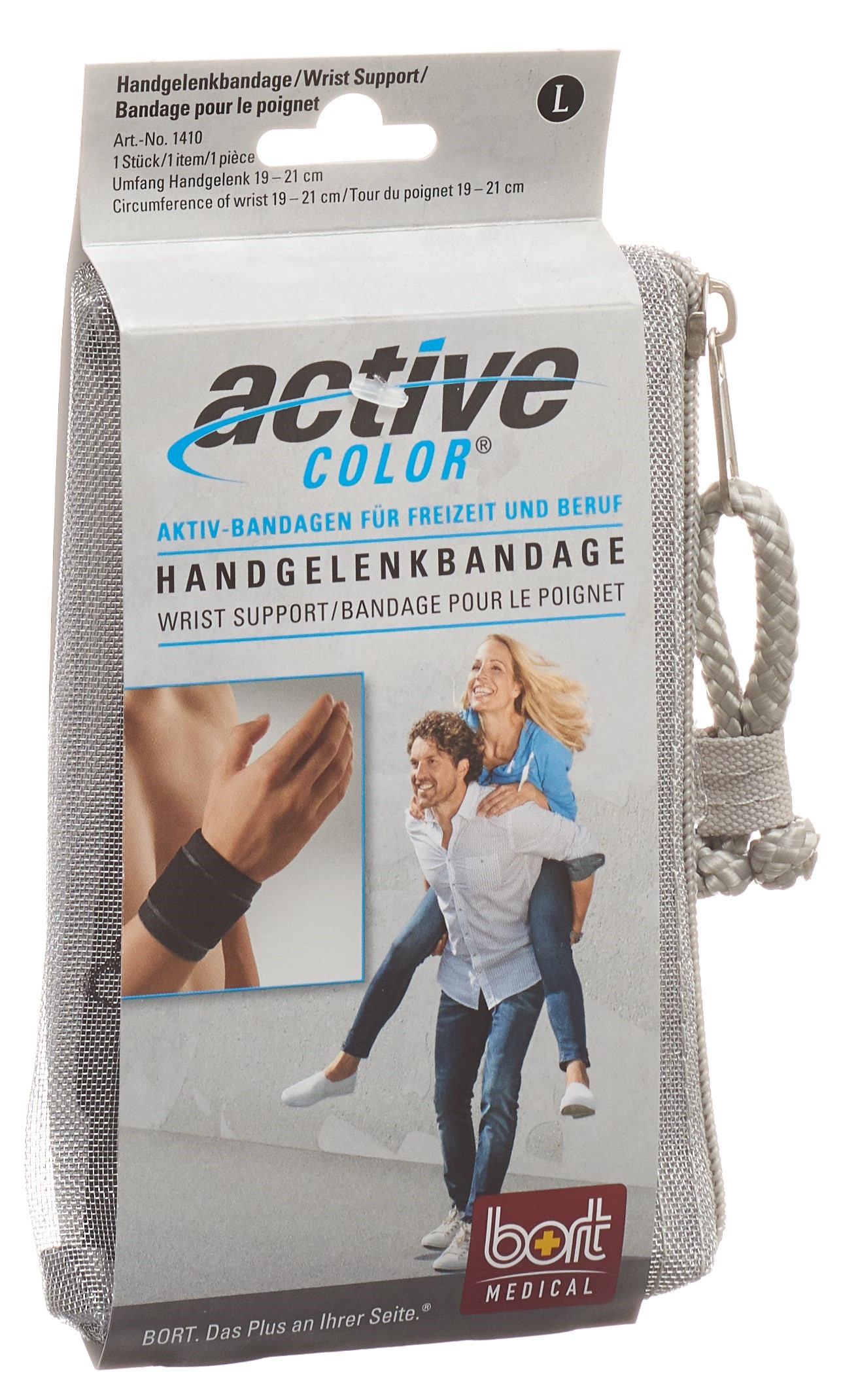 BORT ActiveColor Handgelenkbandage L +19cm schwarz