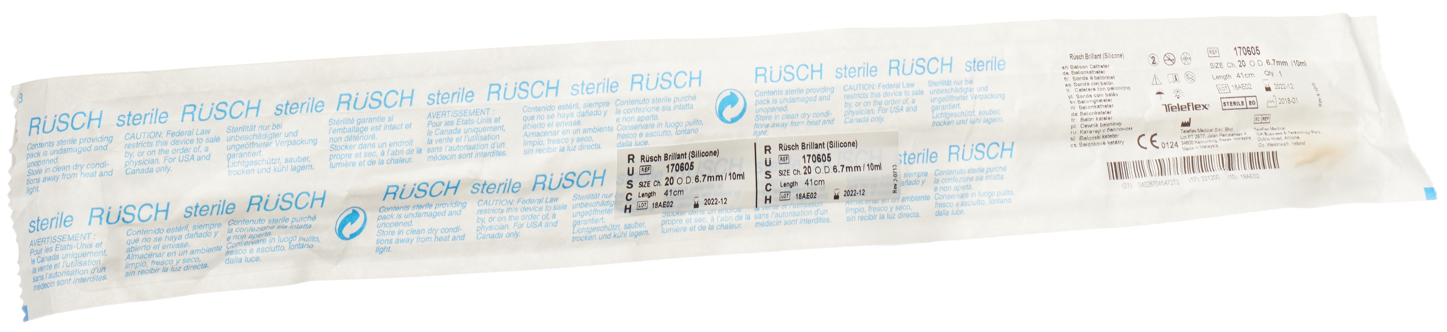 Rüsch Brillant Ballon Katheter CH20 40cm 10ml Silikon