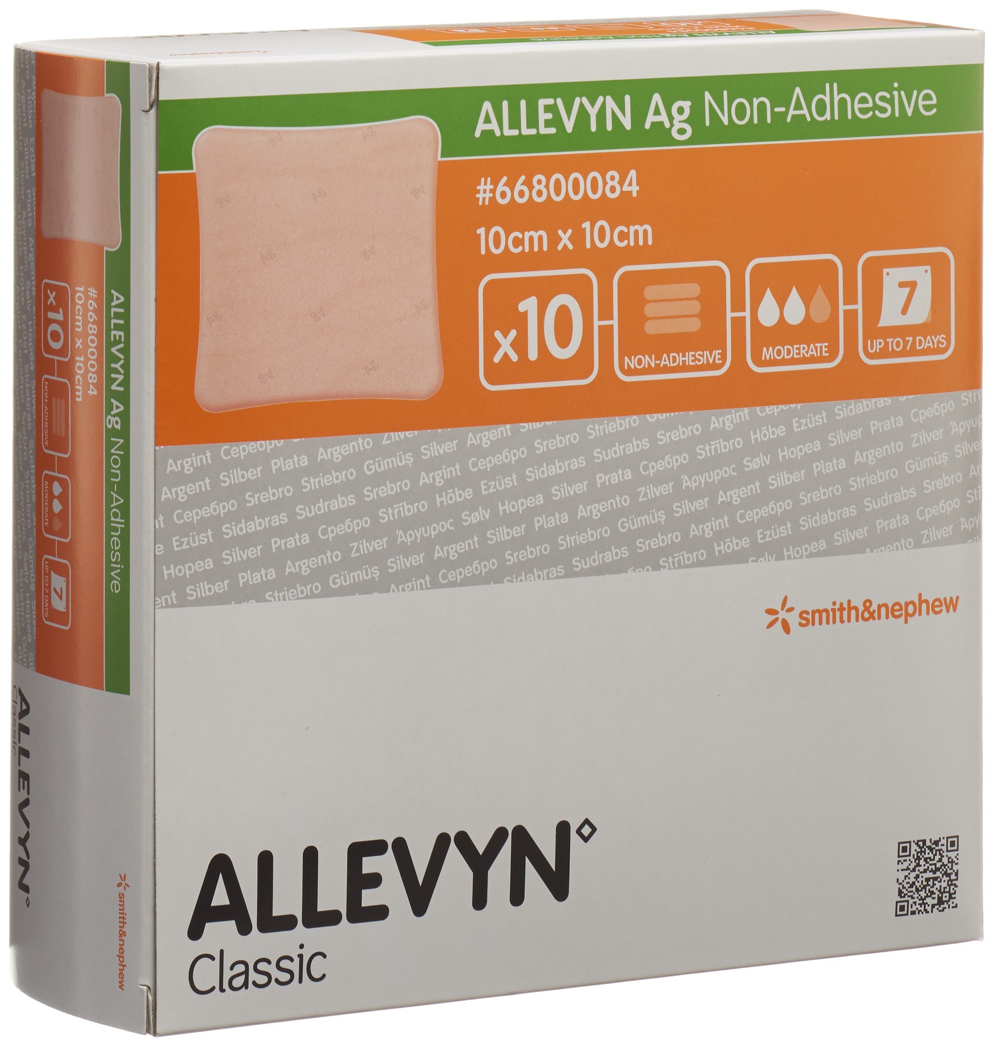ALLEVYN Ag NON-ADH Wundkompresse 10x10cm
