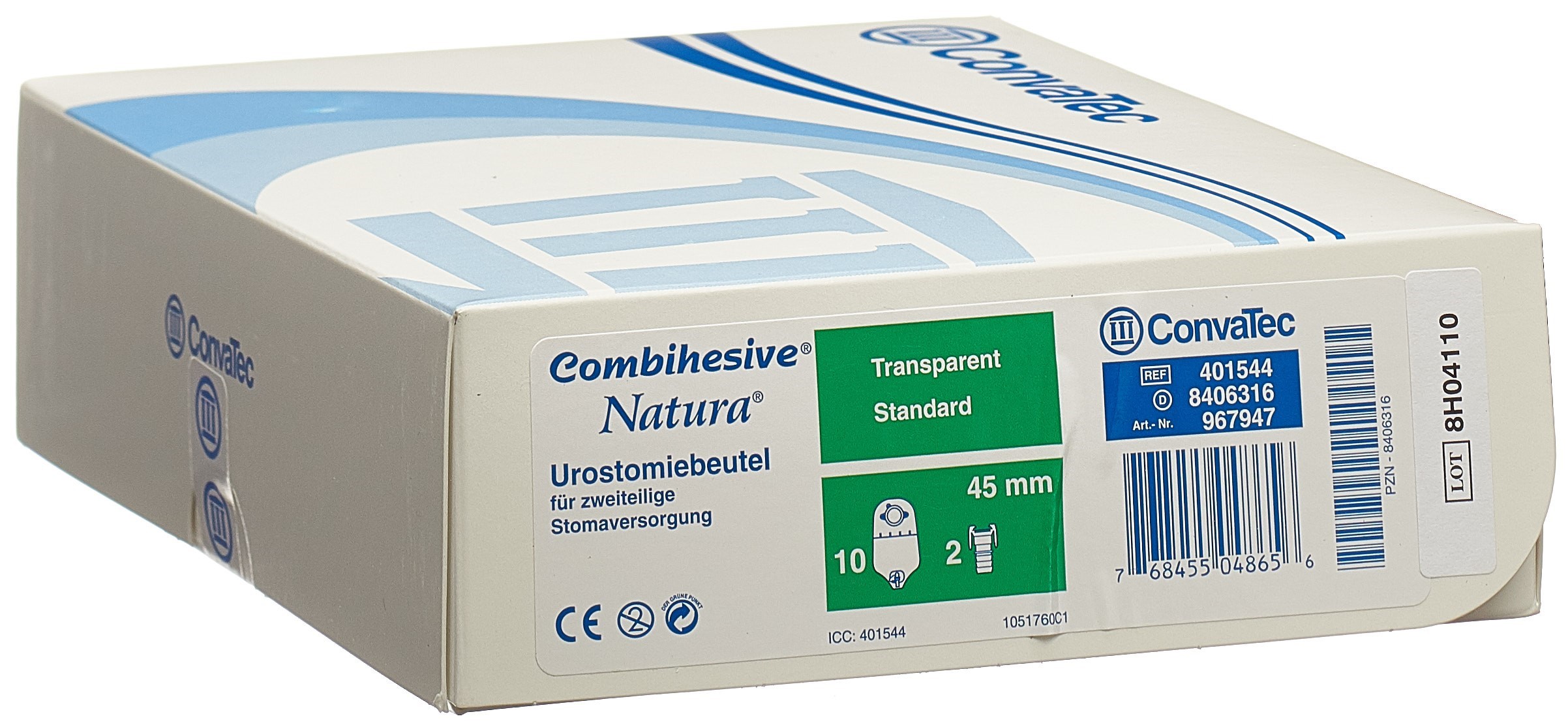 Combihesive Natura Urostomie Beutel zweiteilig Uro mit Hahn 550ml 45mm tr