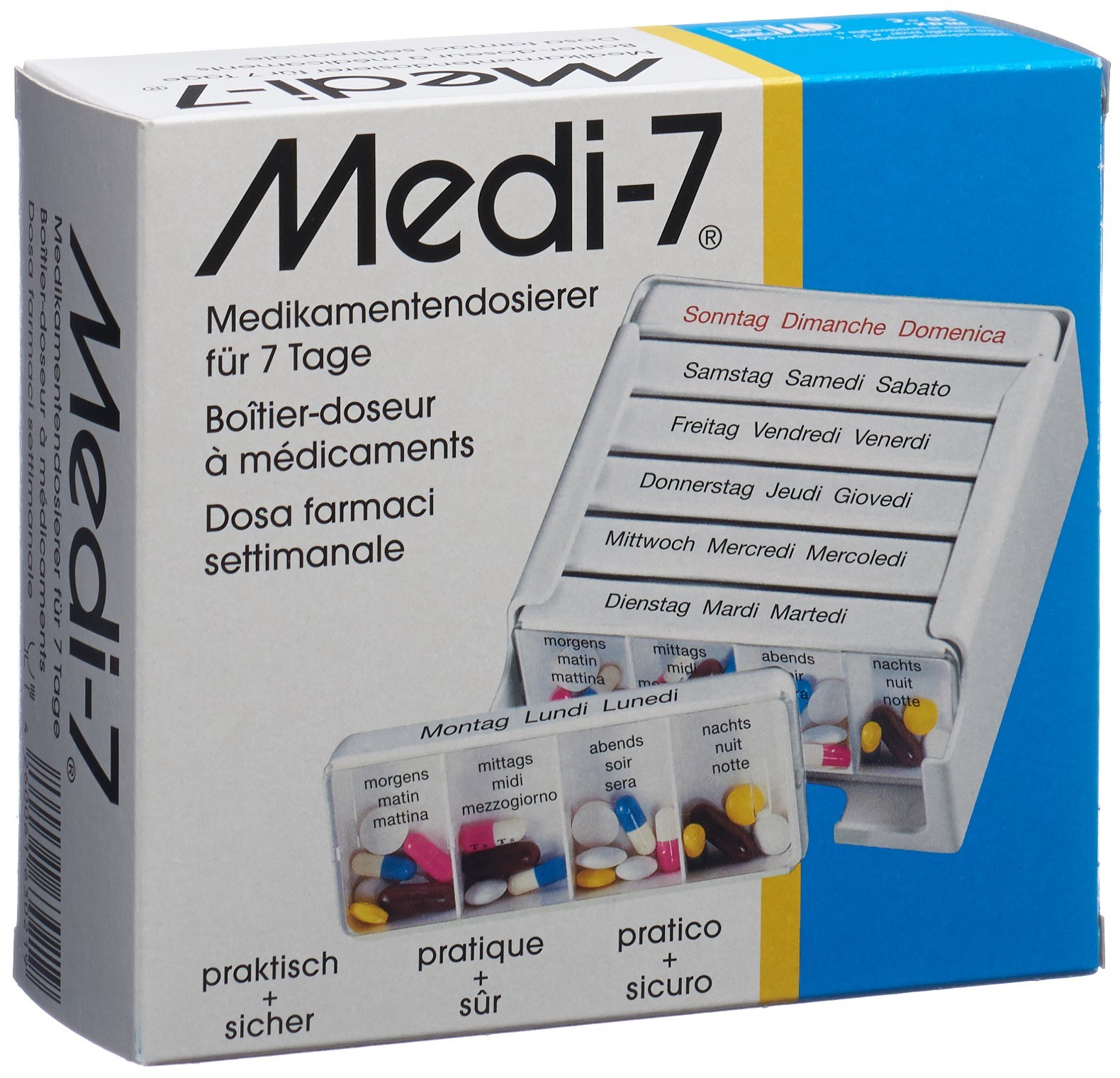 Medi-7 kamentendosierer Tage deutsch/französisch/italienisch weiss