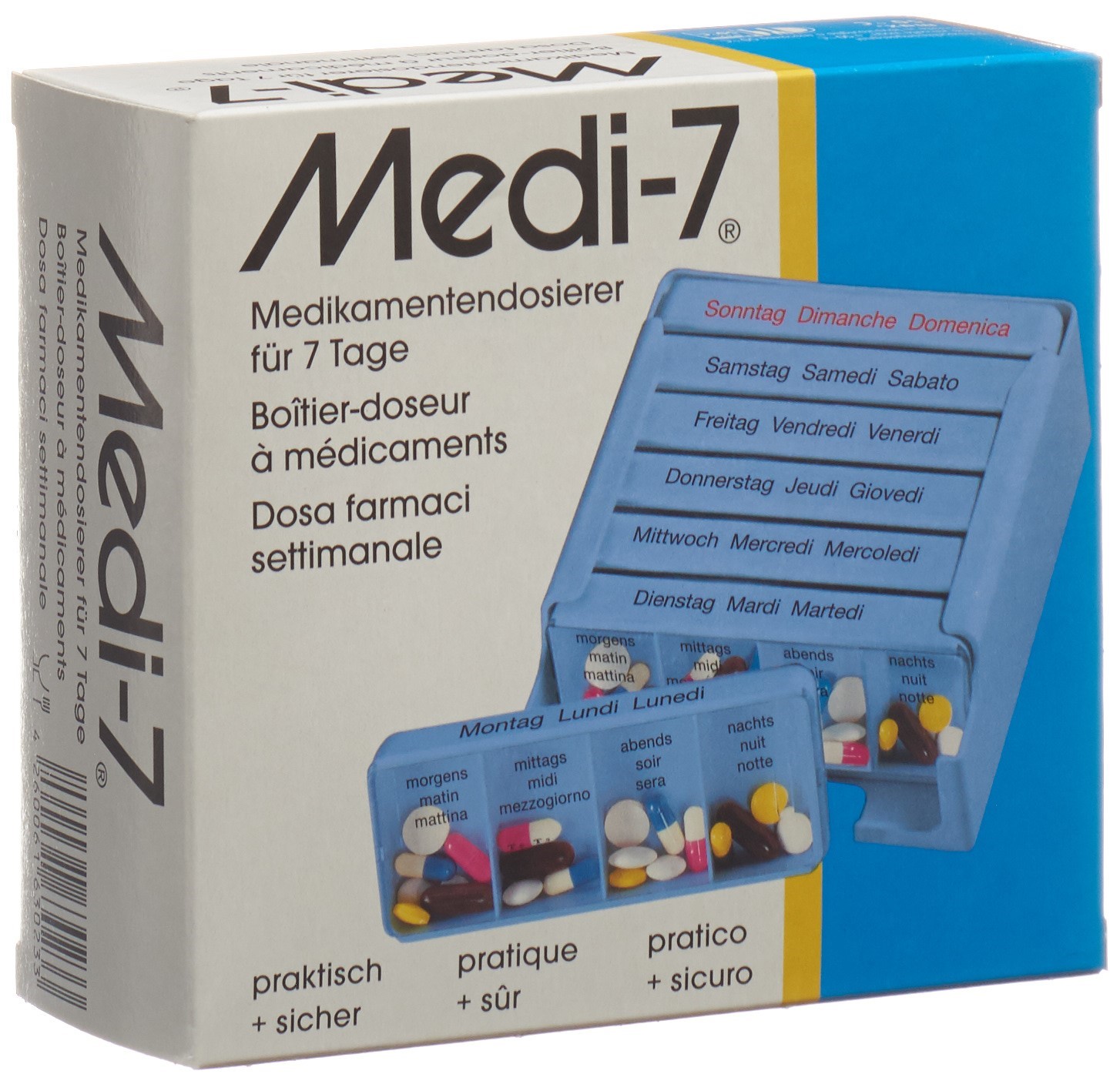 Medi-7 kamentendosierer Tage deutsch/französisch/italienisch blau