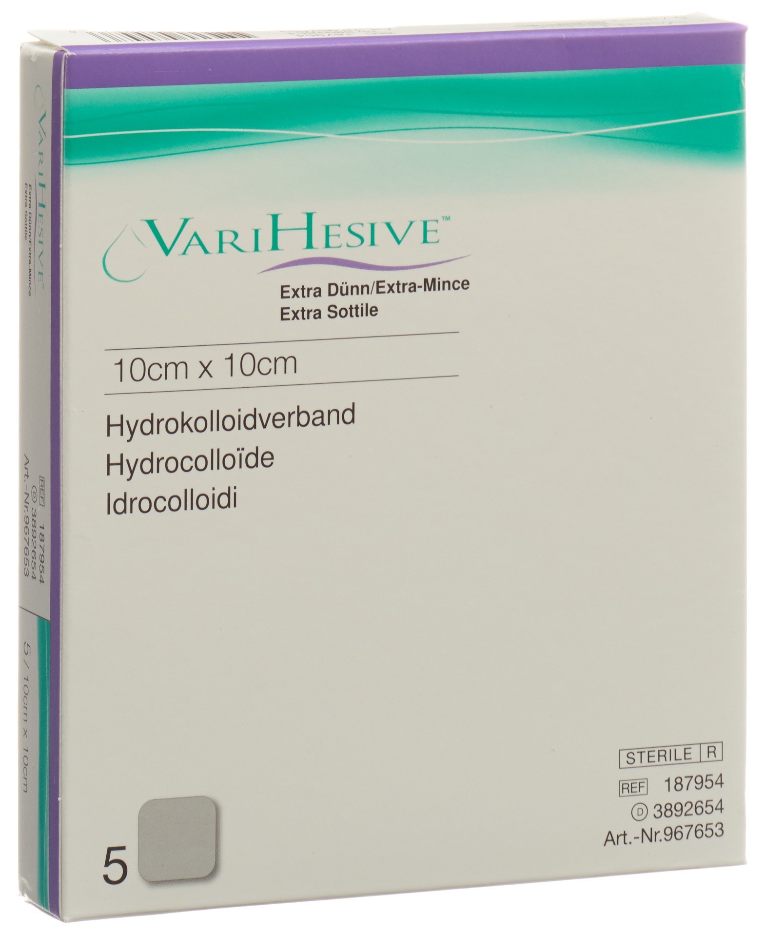 Varihesive Hydrokolloidverband Verband 10x10cm extra dünn