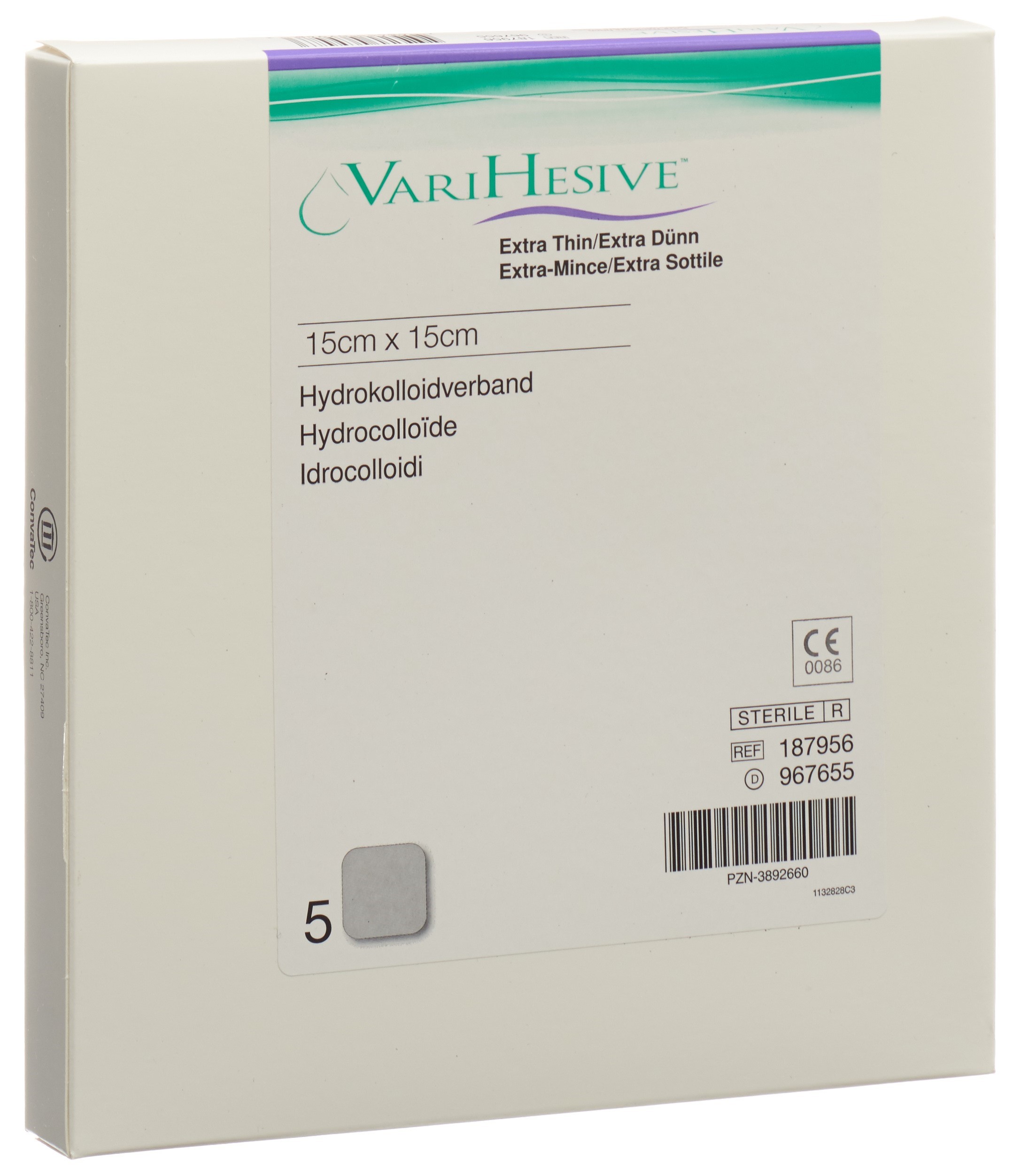 Varihesive Hydrokolloidverband Verband 15x15cm extra dünn
