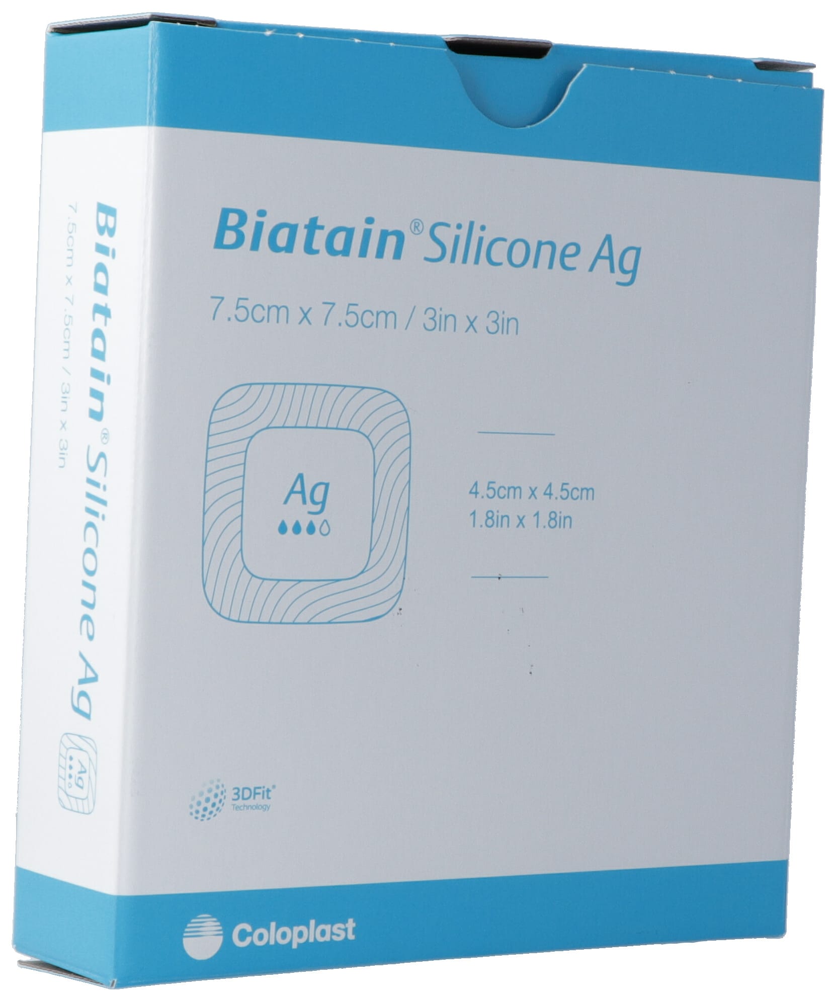 Biatain Silicone Ag Schaumverband 7.5x7.5cm selbsthaftend