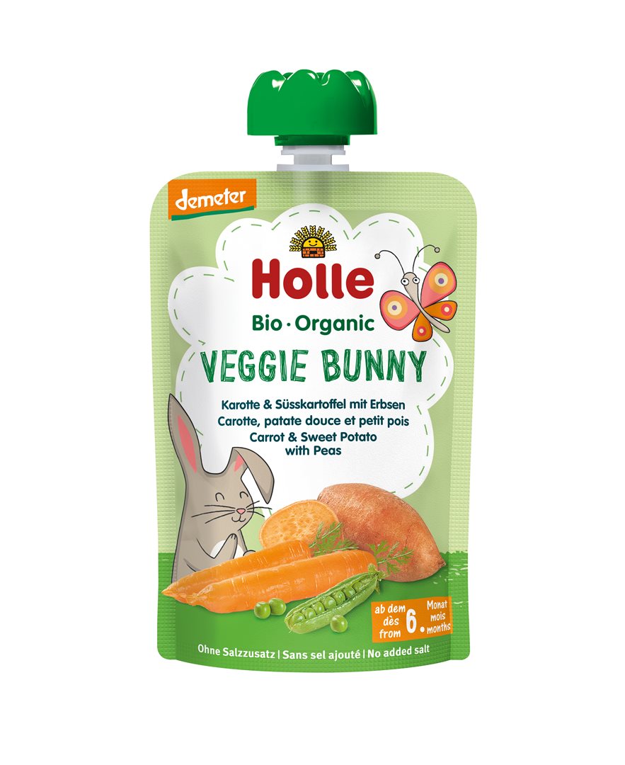 Holle Veggie Bunny - Pouchy Karotte Süsskartoffel Erbsen
