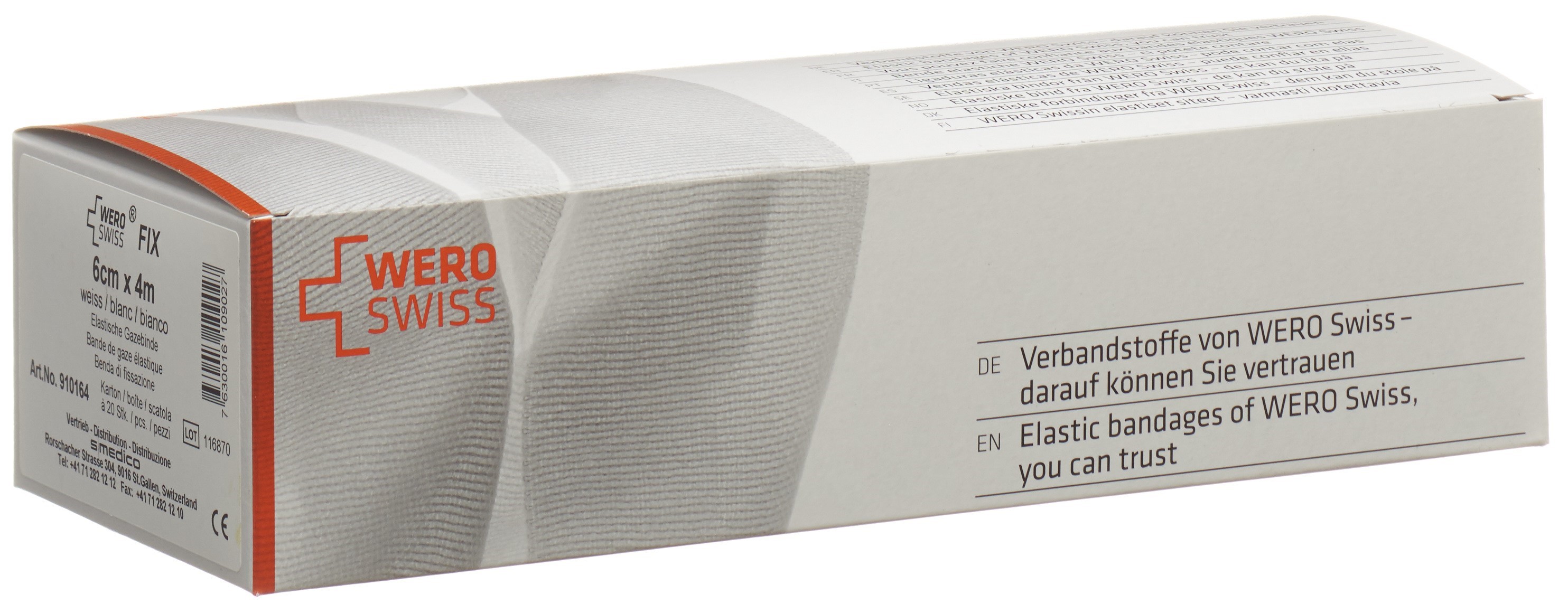 WERO SWISS Fix Elastische Gazebinde 4mx6cm weiss