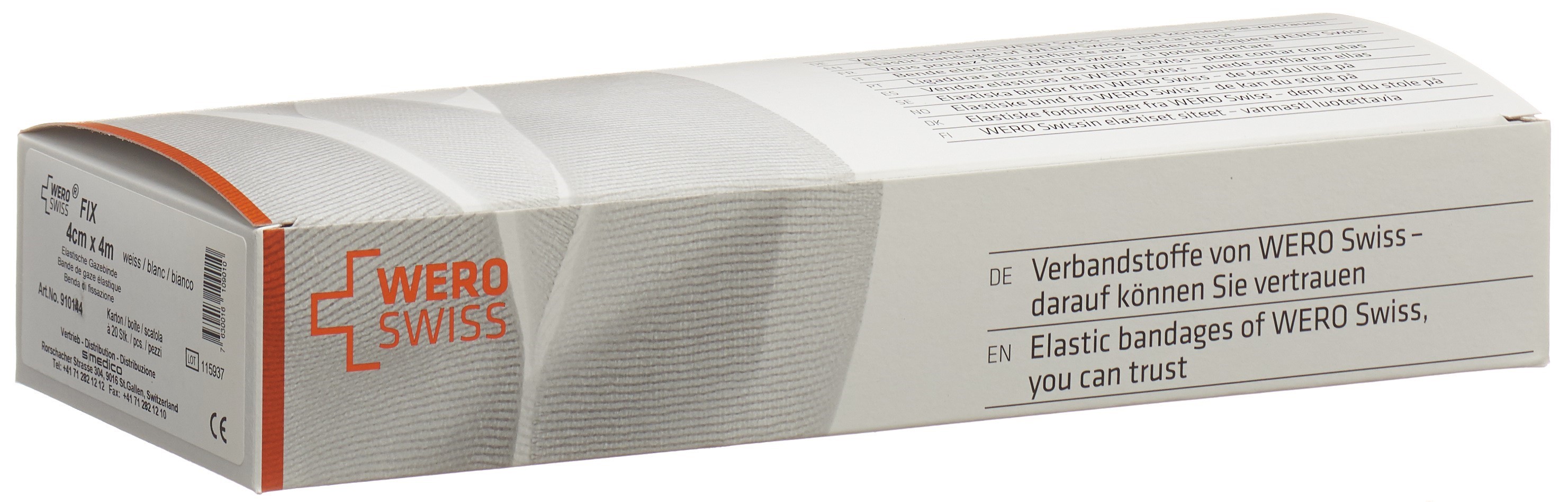 WERO SWISS Fix Elastische Gazebinde 4mx4cm weiss