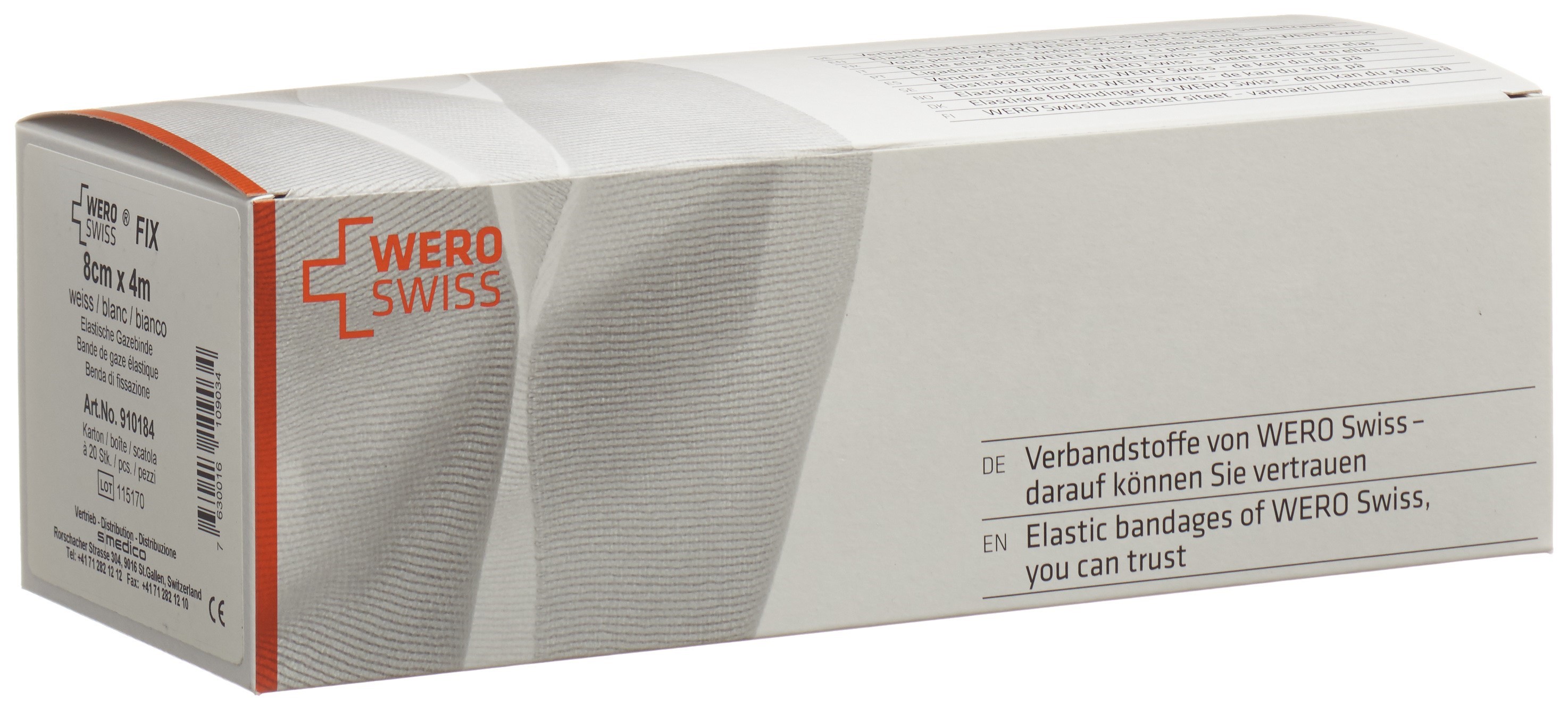 WERO SWISS Fix Elastische Gazebinde 4mx8cm weiss