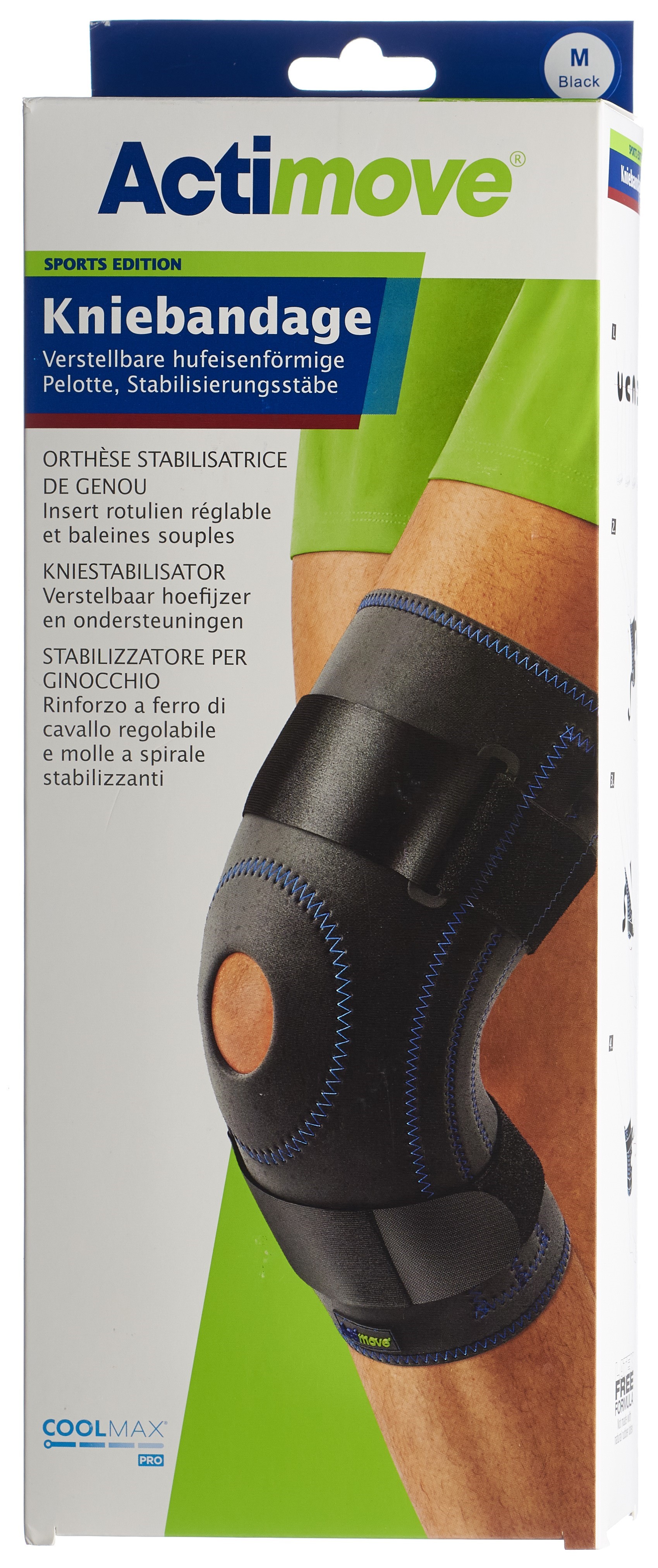 Actimove Sport Orthèse stabilisatrice de genou M insert rotulien réglable et baleines souples