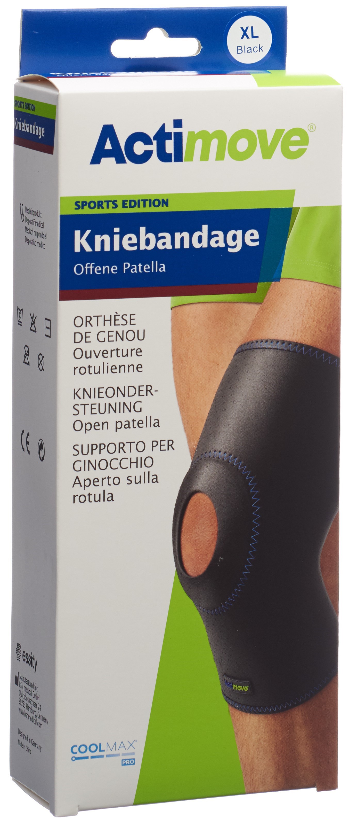 Actimove Sport Kniebandage XL offene Patella