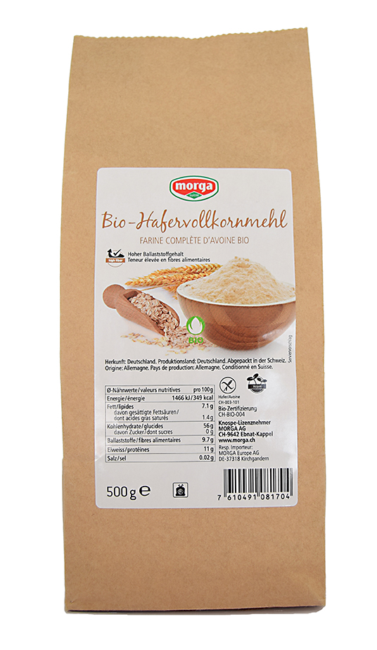 morga Hafervollkornmehl glutenfrei Bio Knospe