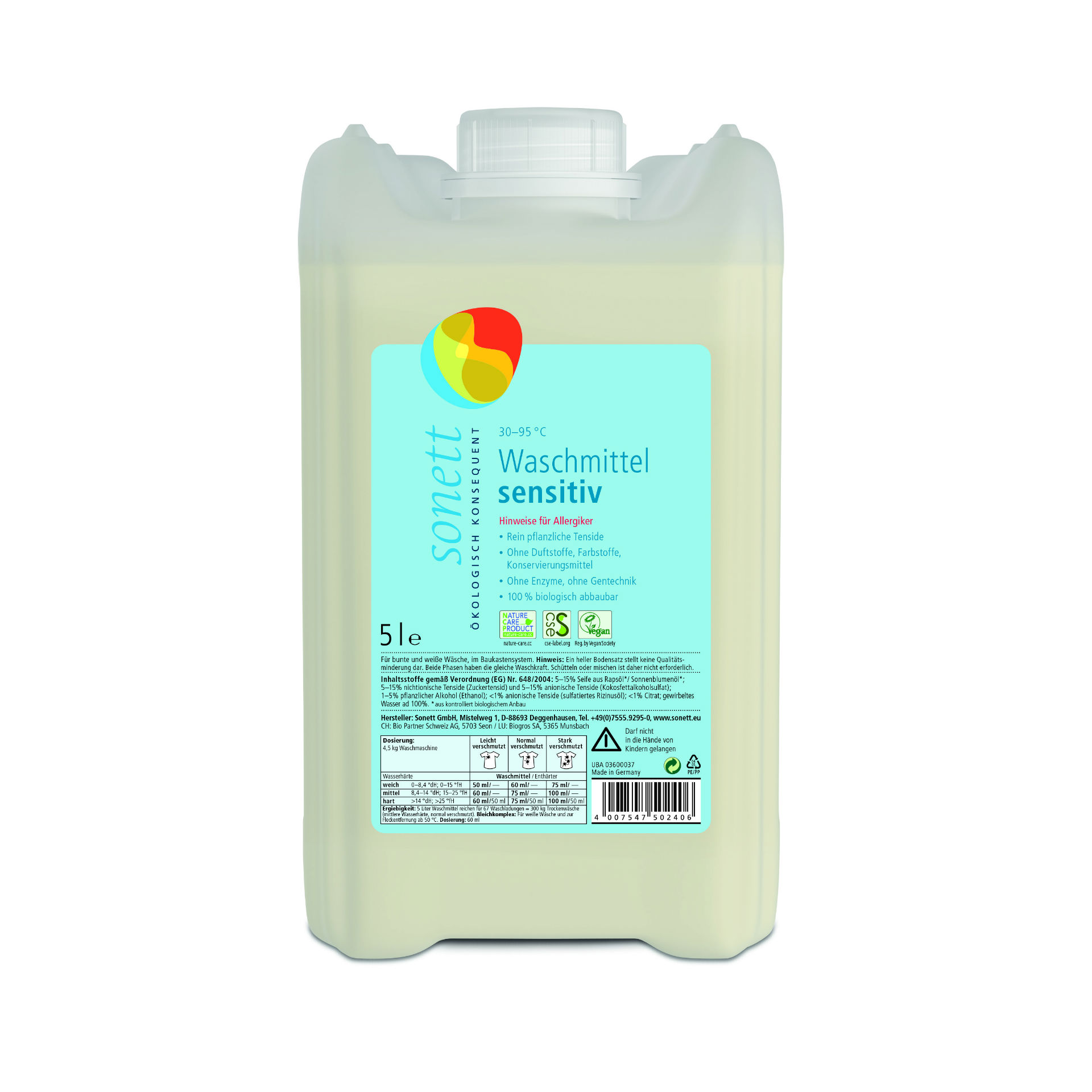 Sonett Waschmittel sensitiv 30° 95°C