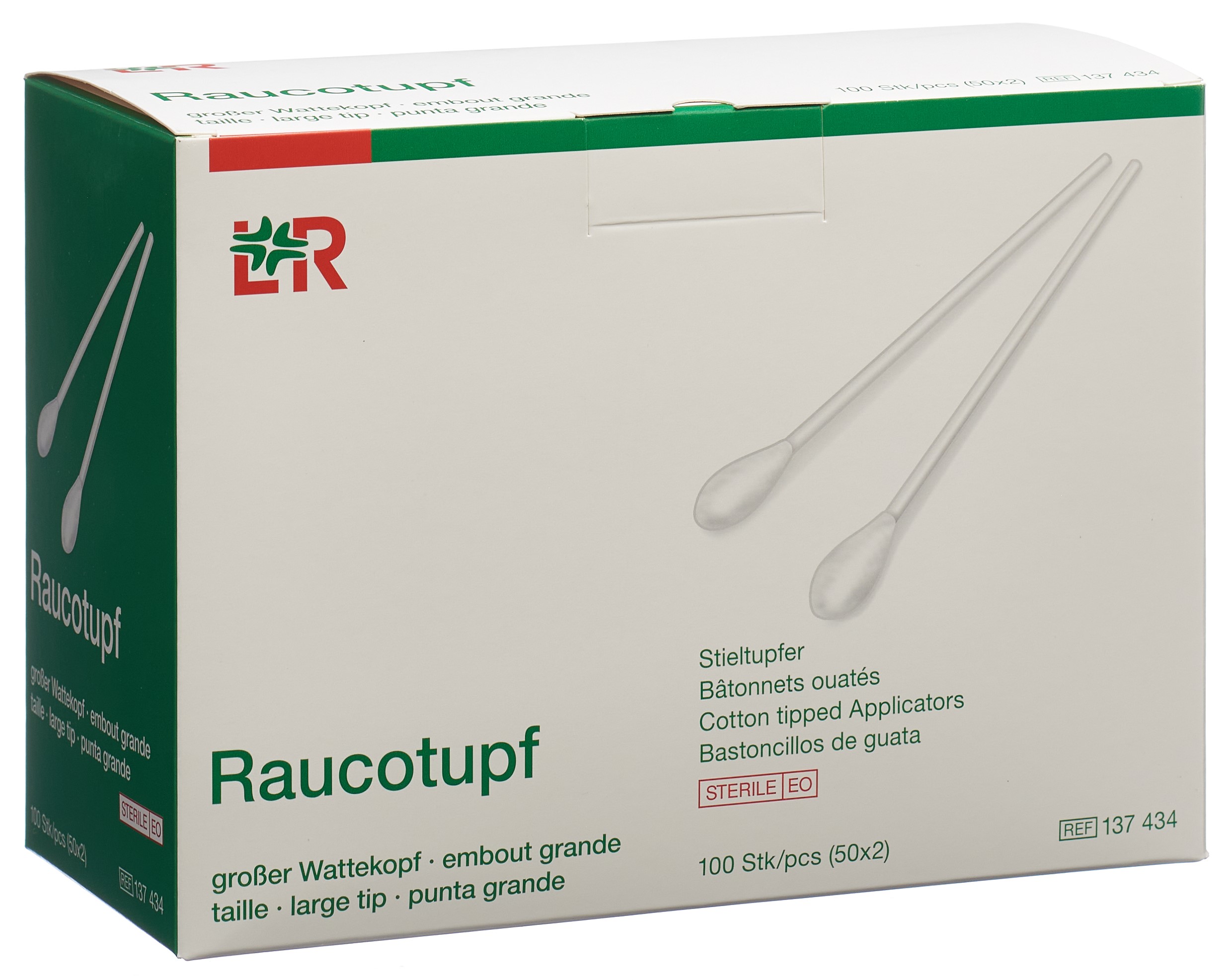 Raucotupf Wattestäbchen 15cm grosser Wattekopf steril
