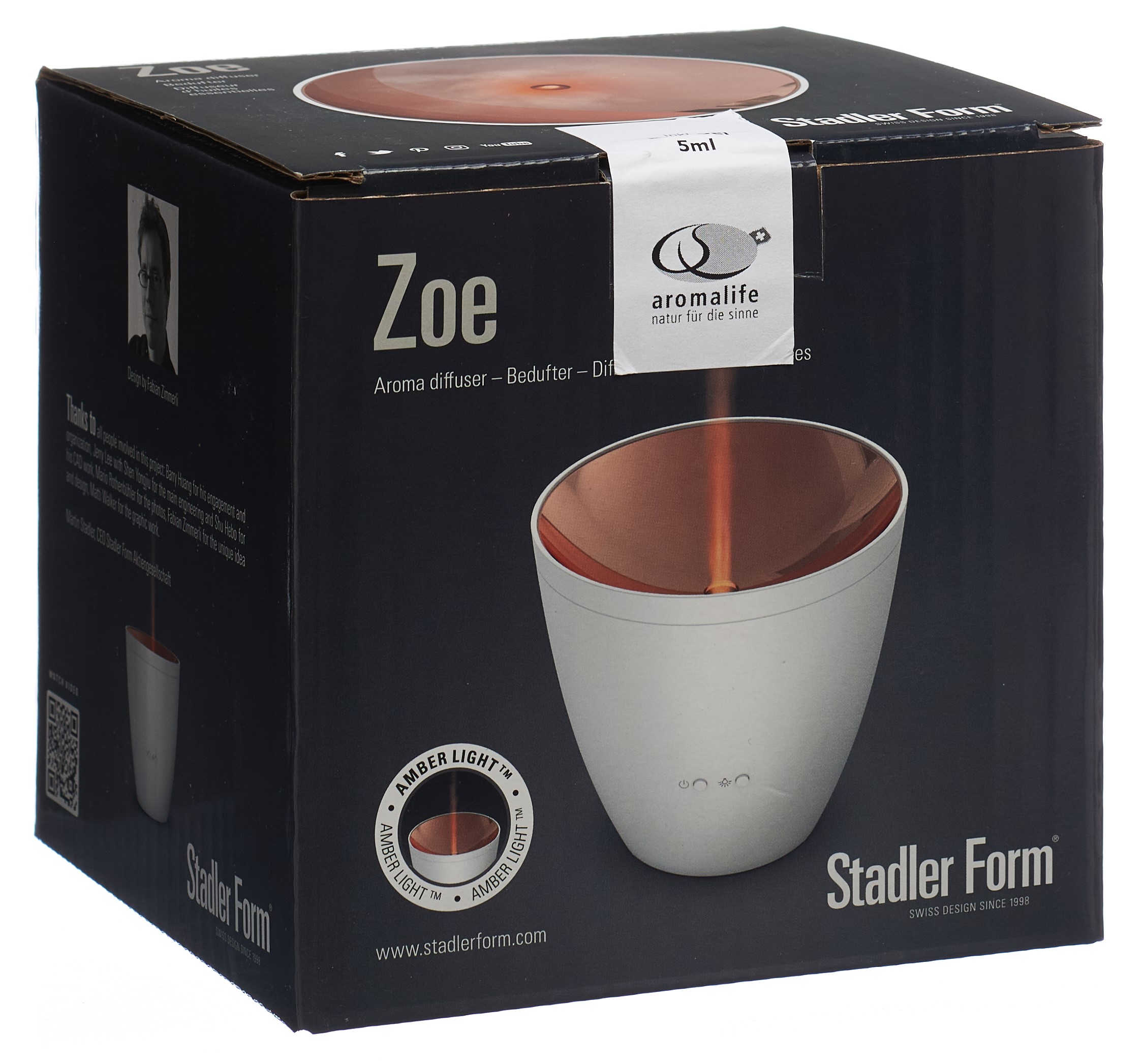 aromalife Zoe Aromavernebler Amber Light weiss