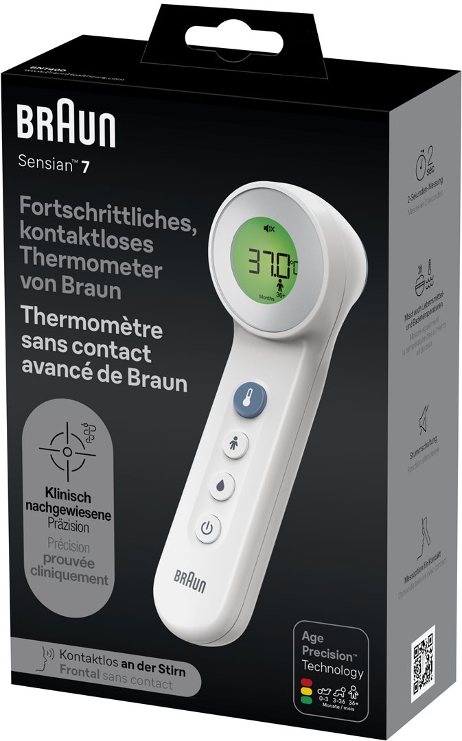 Braun Sensian 7 BNT400 Weiss Age Precision Stirn Thermometer