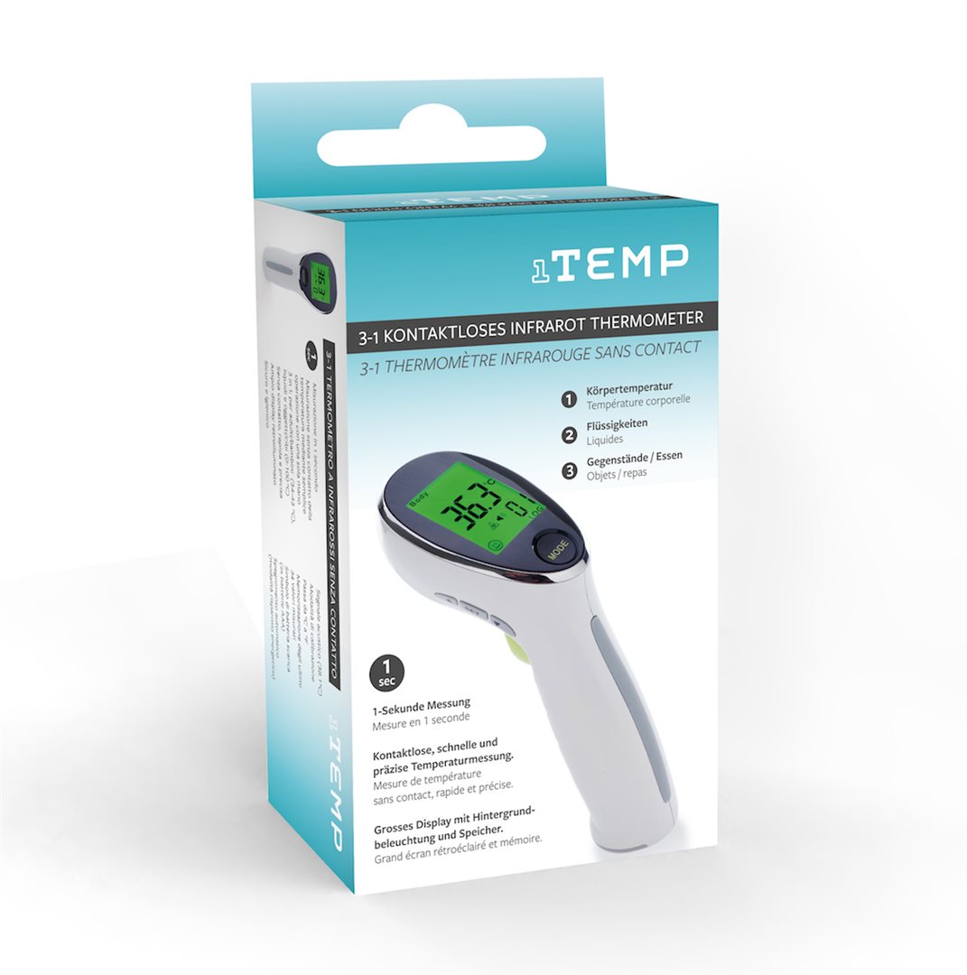 1TEMP 3in1 Thermometer Infrarot kontaktlos 1 Sekunde